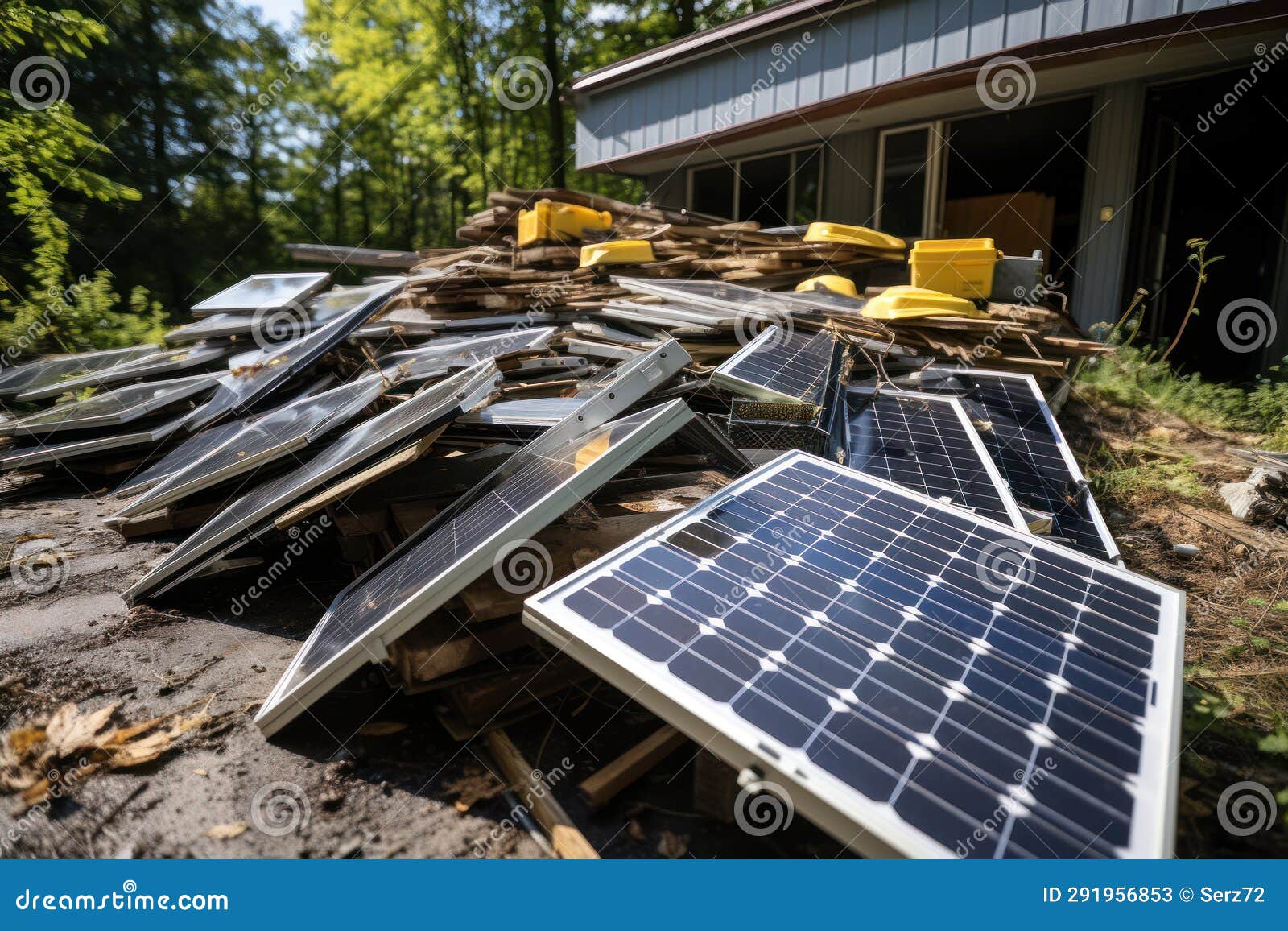 Problem of Disposal and Recycling of Solar Panels Stock Illustration