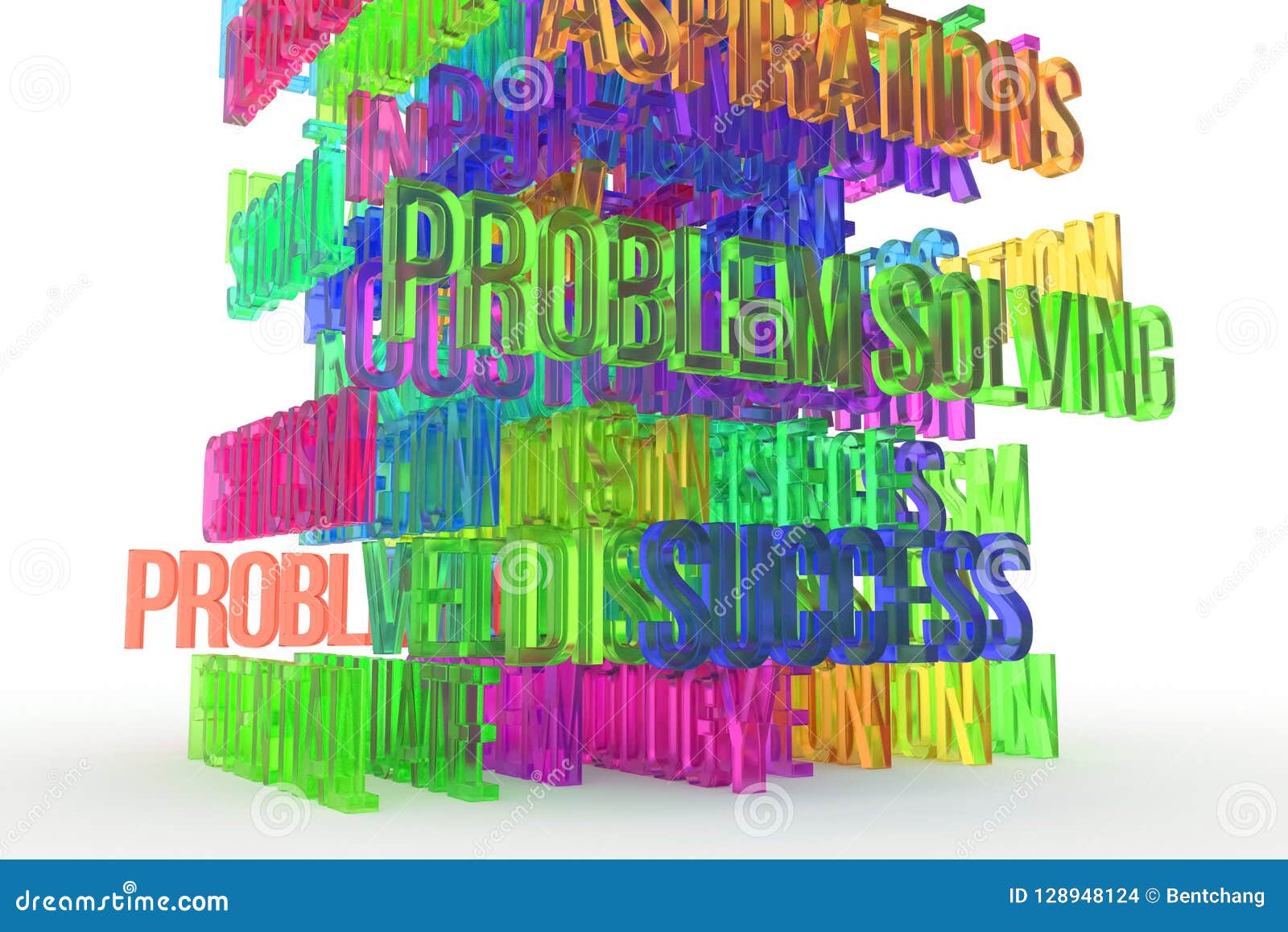 Problem Solving, Business Conceptual Colorful 3D Rendered Words. Design