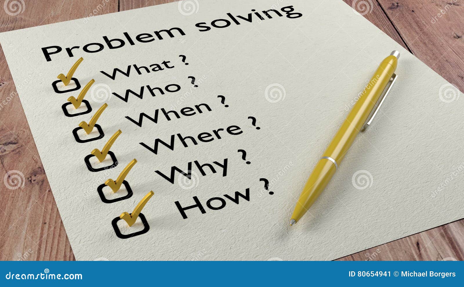 Problem Solving Checklist Ballpen and Tick Marks Stock Illustration ...