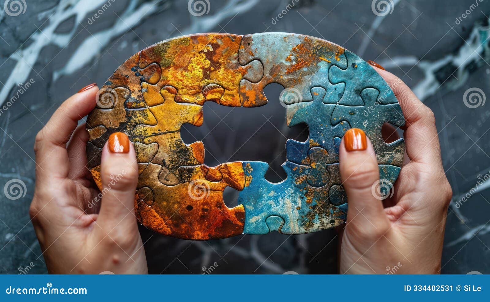 problem solving: two puzzles in female hands