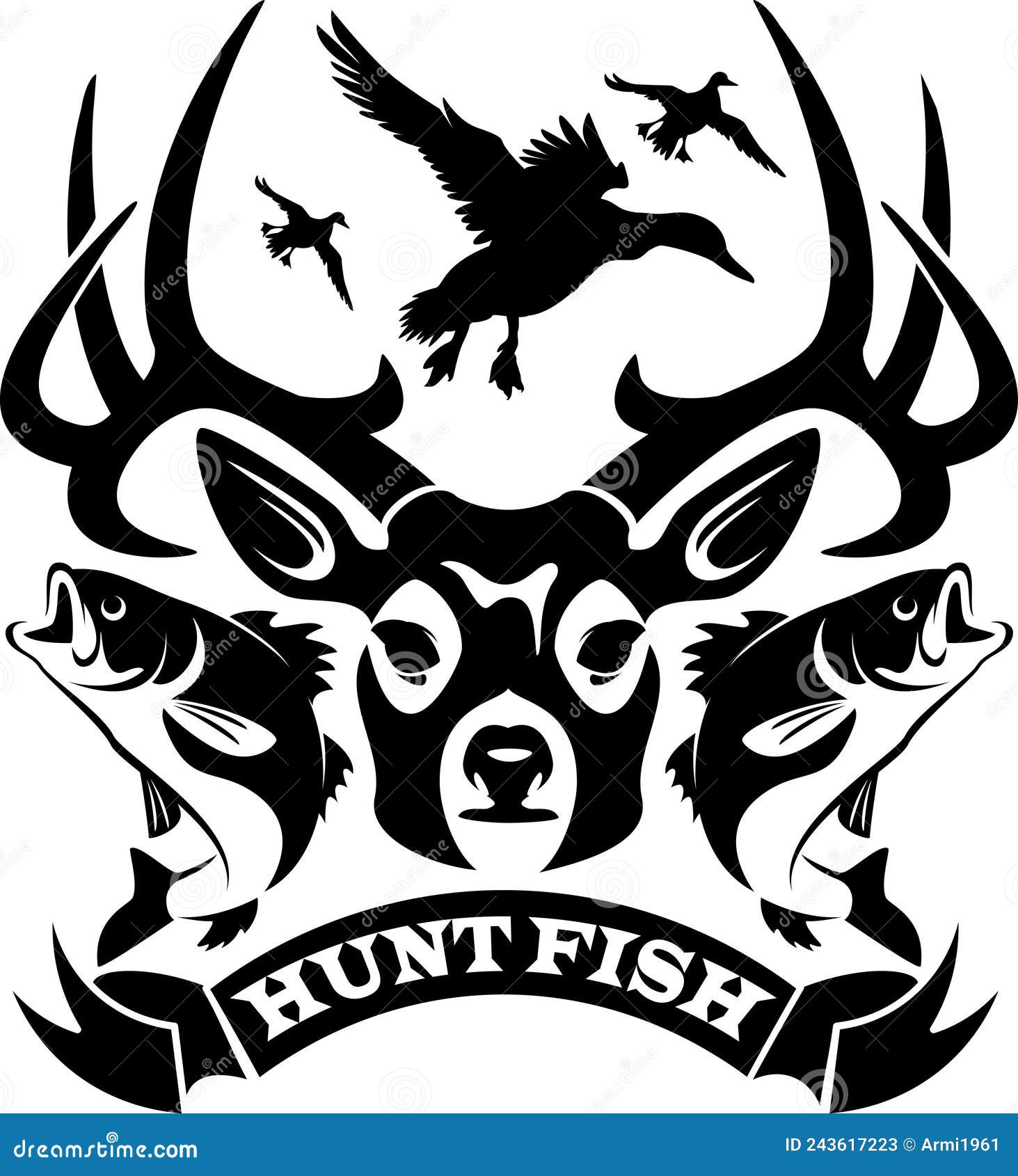 Hunting and Fishing Vector Background Logo Stock Vector - Illustration of  isolated, outdoorsman: 243617223