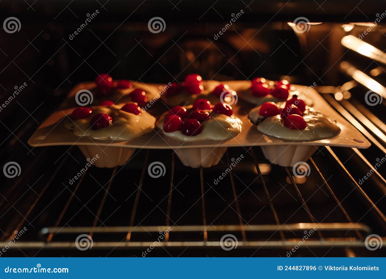 The Process of Baking Cupcakes in the Oven. Dough for Baking Cupcakes