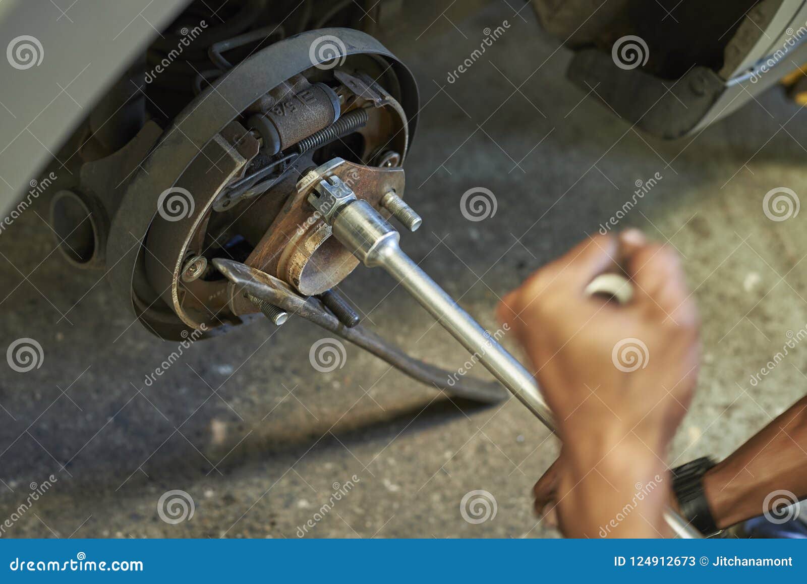 Process of Changing Wheel Nut. Stock Image Image of