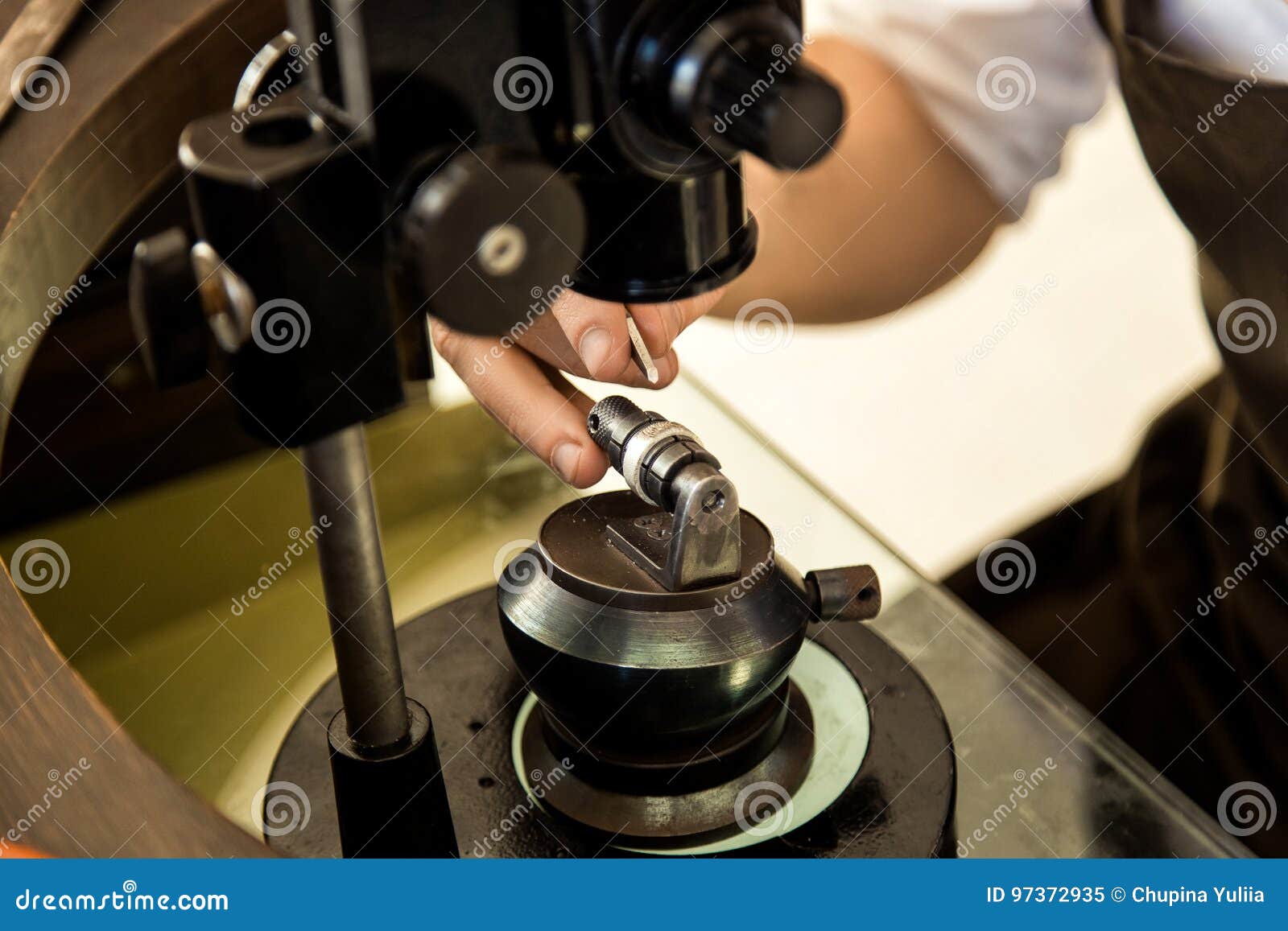 The Process of Creating and Polishing a Ring Closeup Stock Image