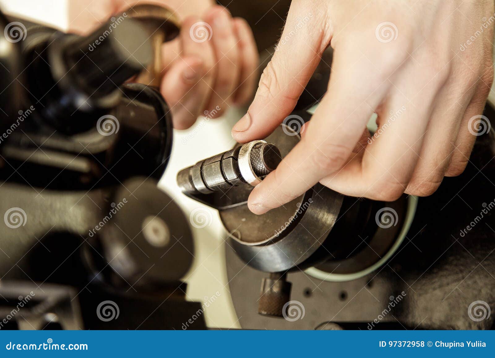 The Process of Creating and Polishing a Ring Closeup Stock Photo