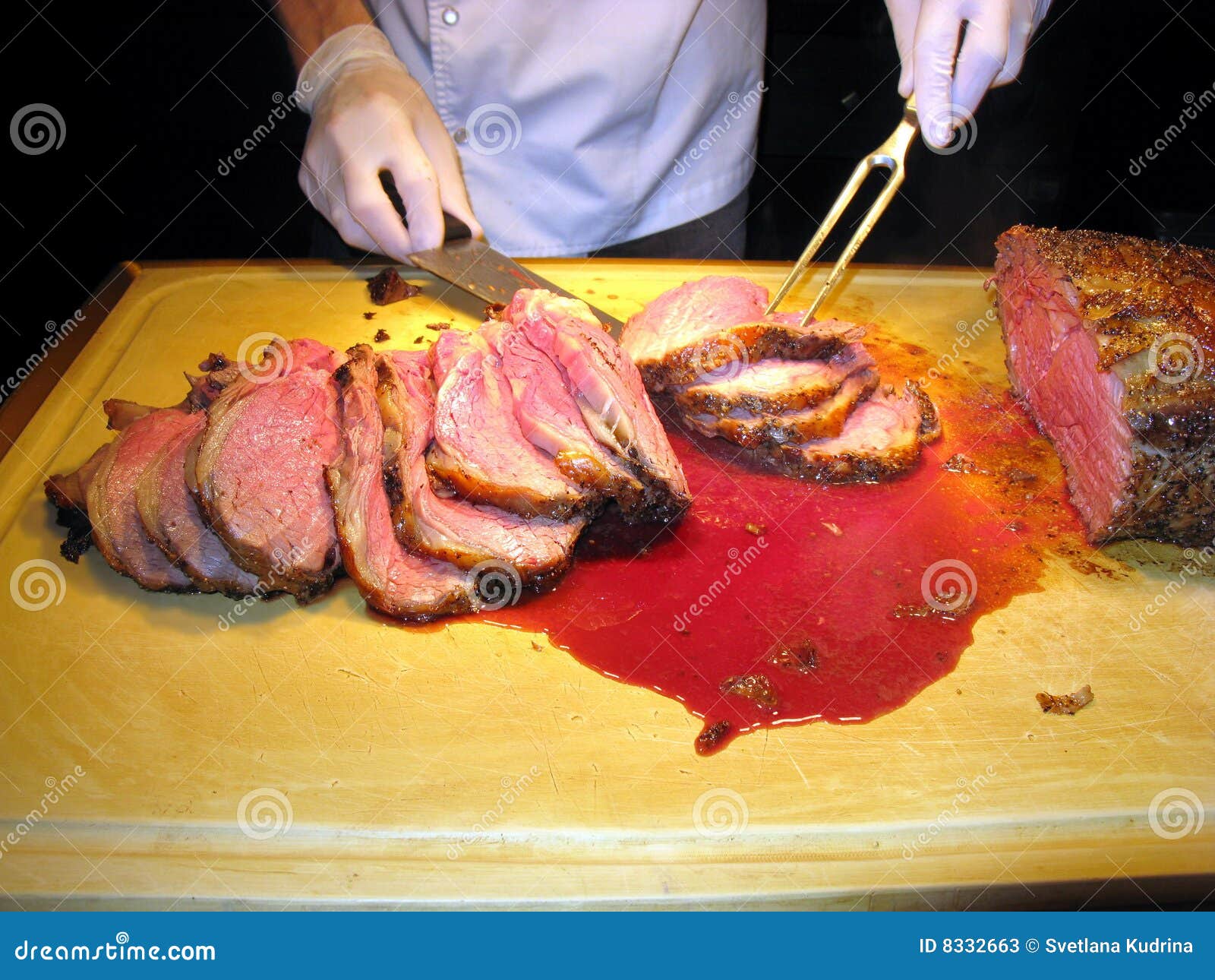 Process of Cutting Roasted Meat Stock Image Image of animal, fillet
