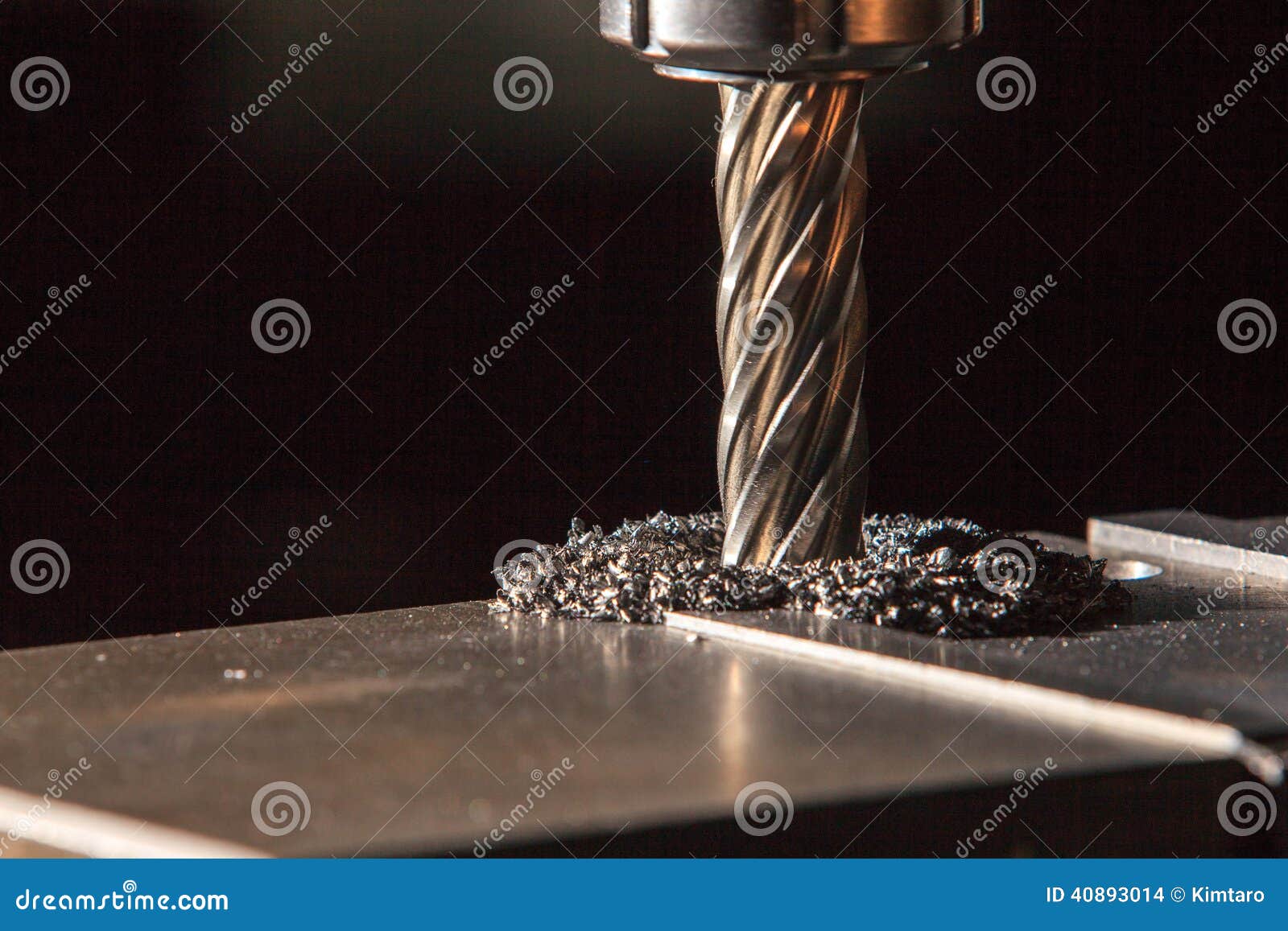 Process Drilling Steel Plate by Milling Machine Stock Photo Image of