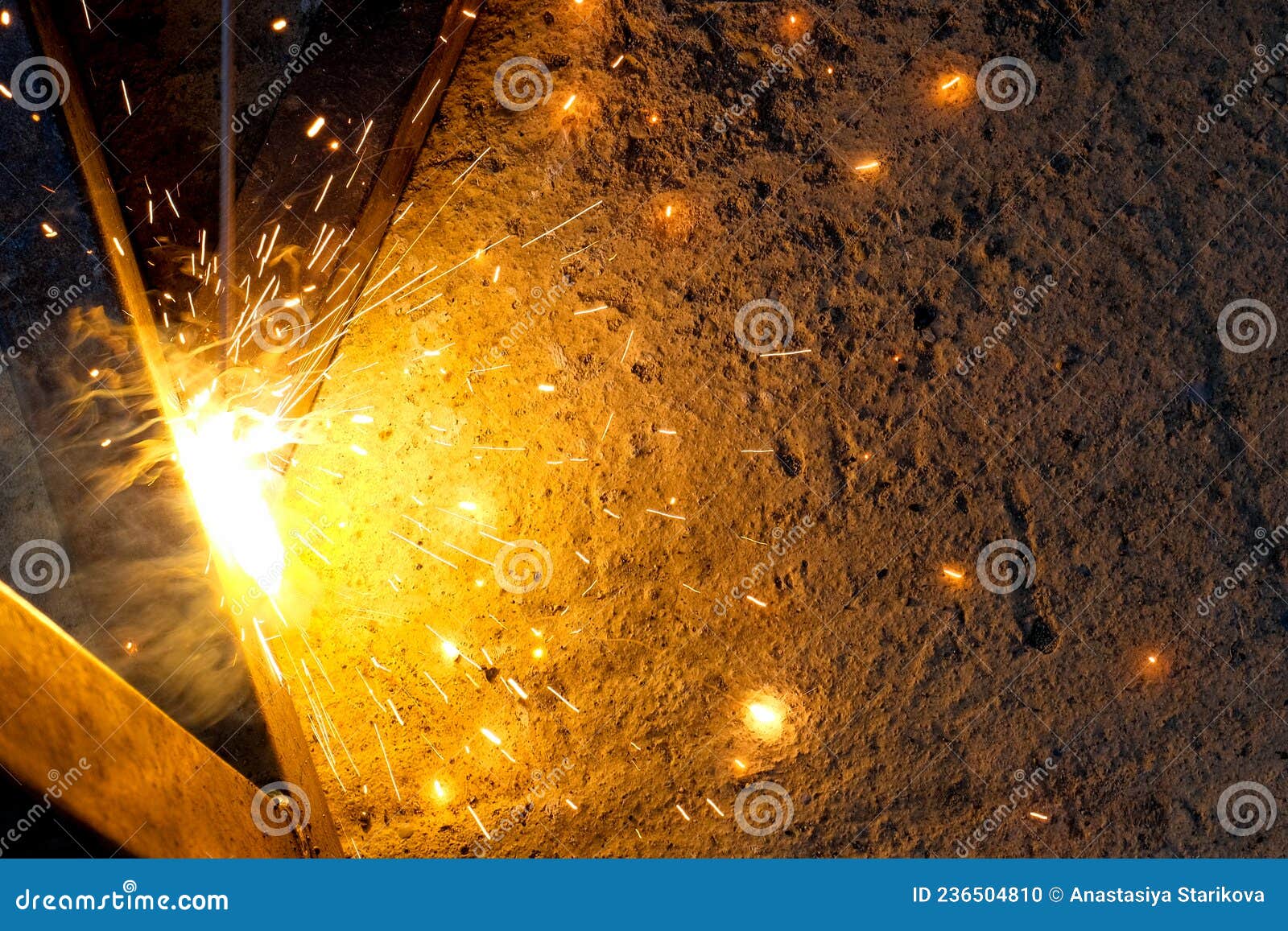 The Process of Electric Welding , Sparks. Stock Photo Image of