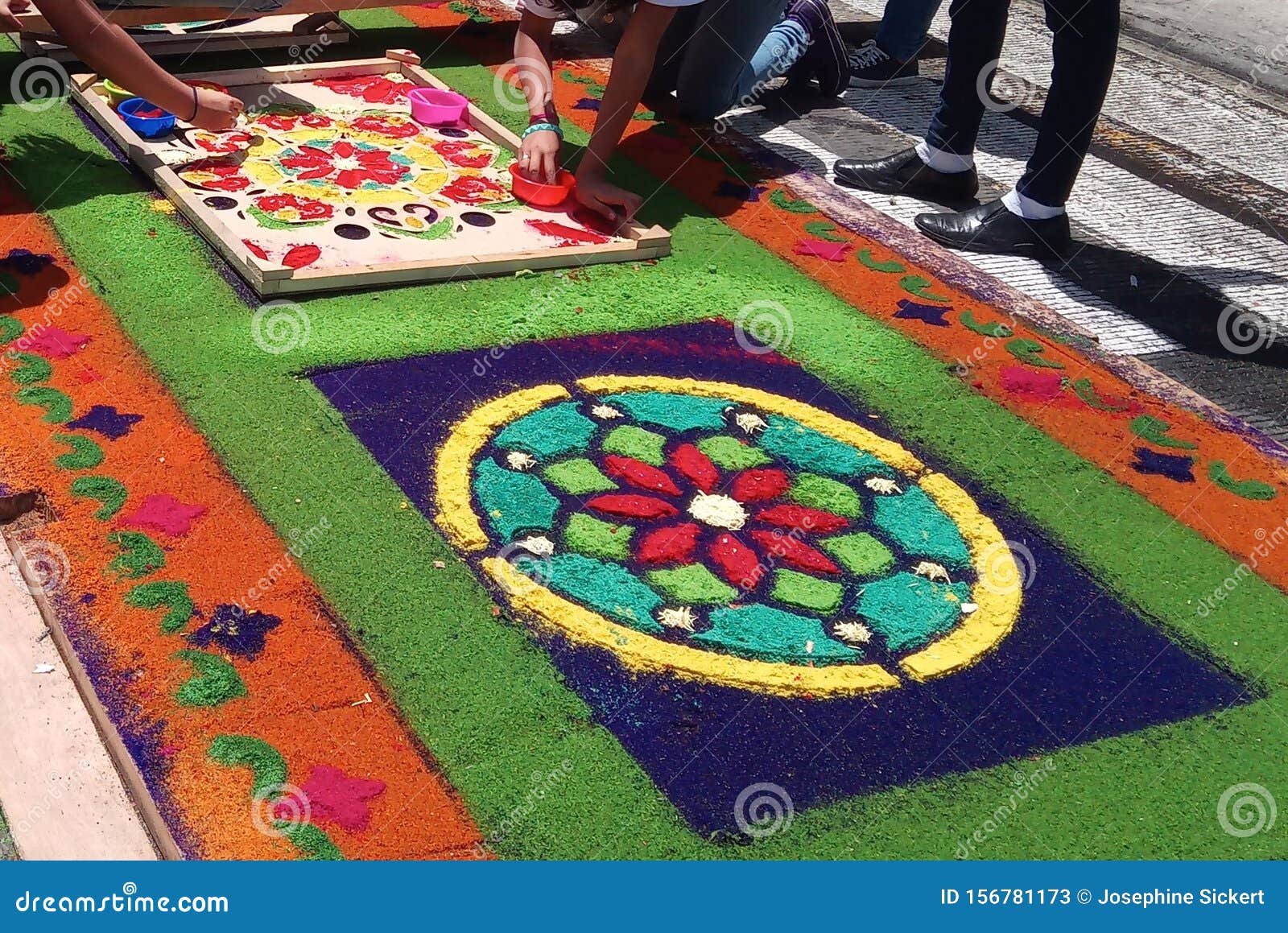 process of flower carpets semana santa guatemala