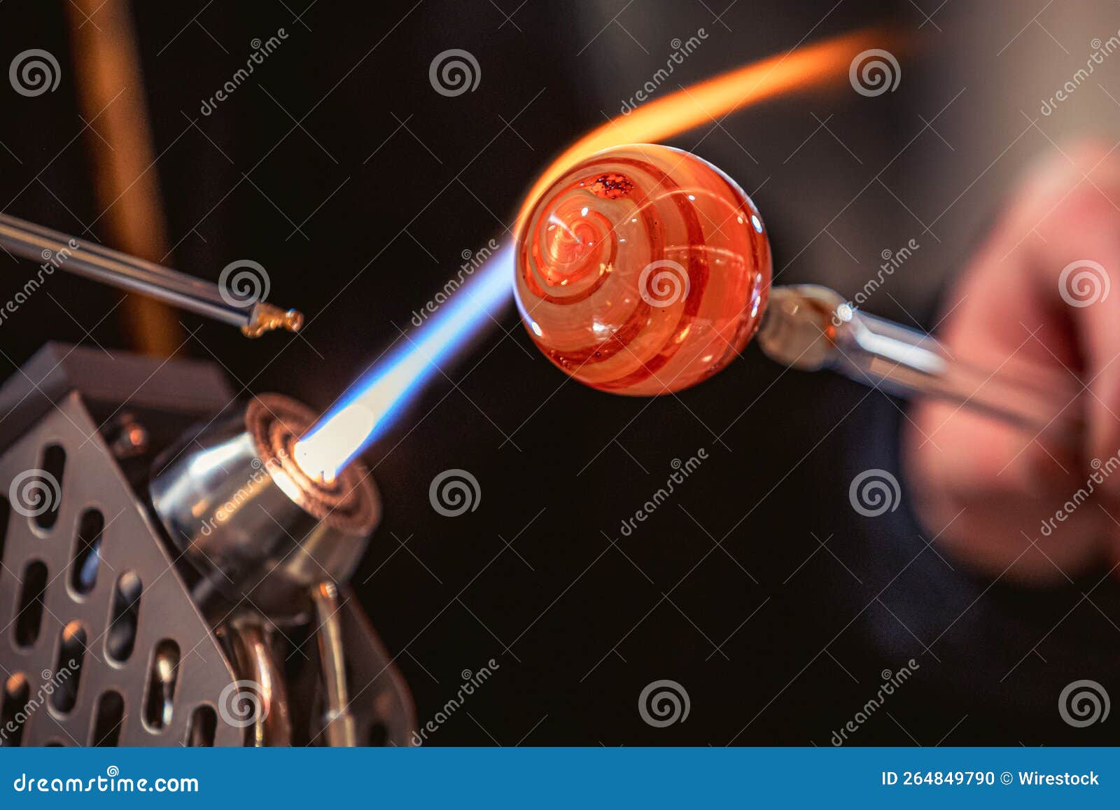 Process of glass blowing stock photo. Image of kiln 264849790