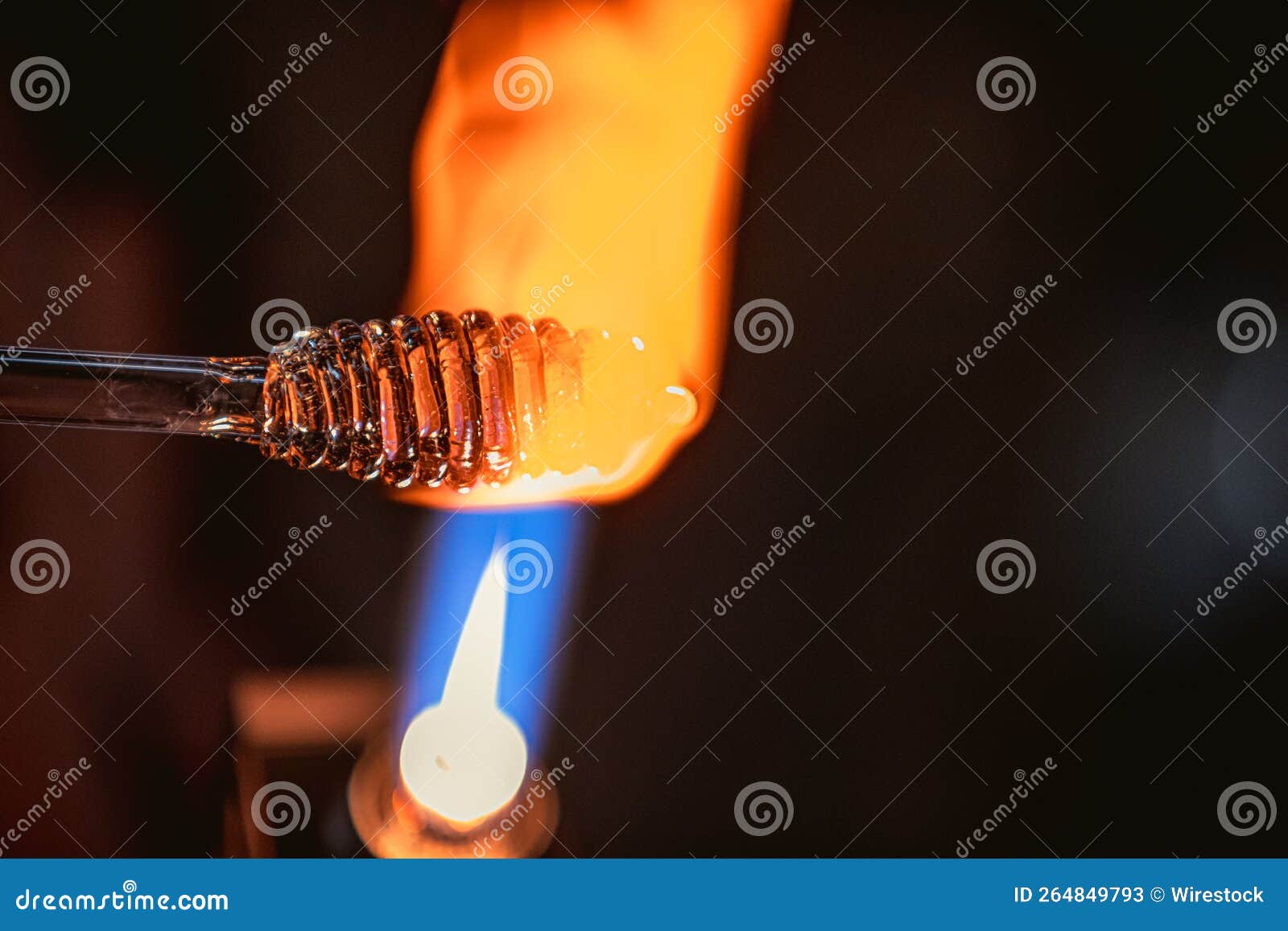 Process of glass blowing stock image. Image of glass 264849793