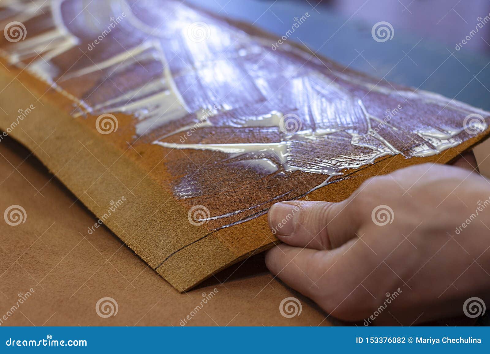 The Process of Gluing the Details of Leather Products Master of Leather