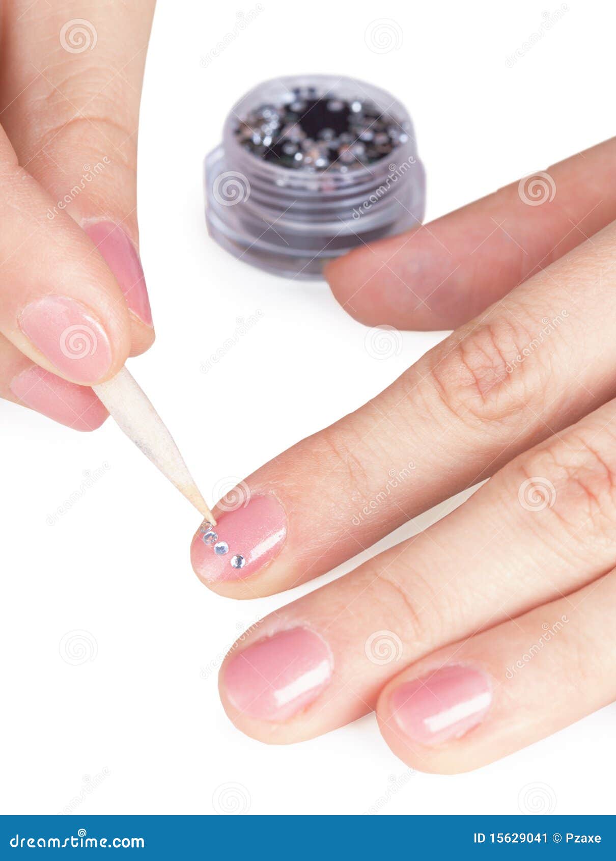 Process of Gluing Small Paste on Nail Stock Image Image of crystals