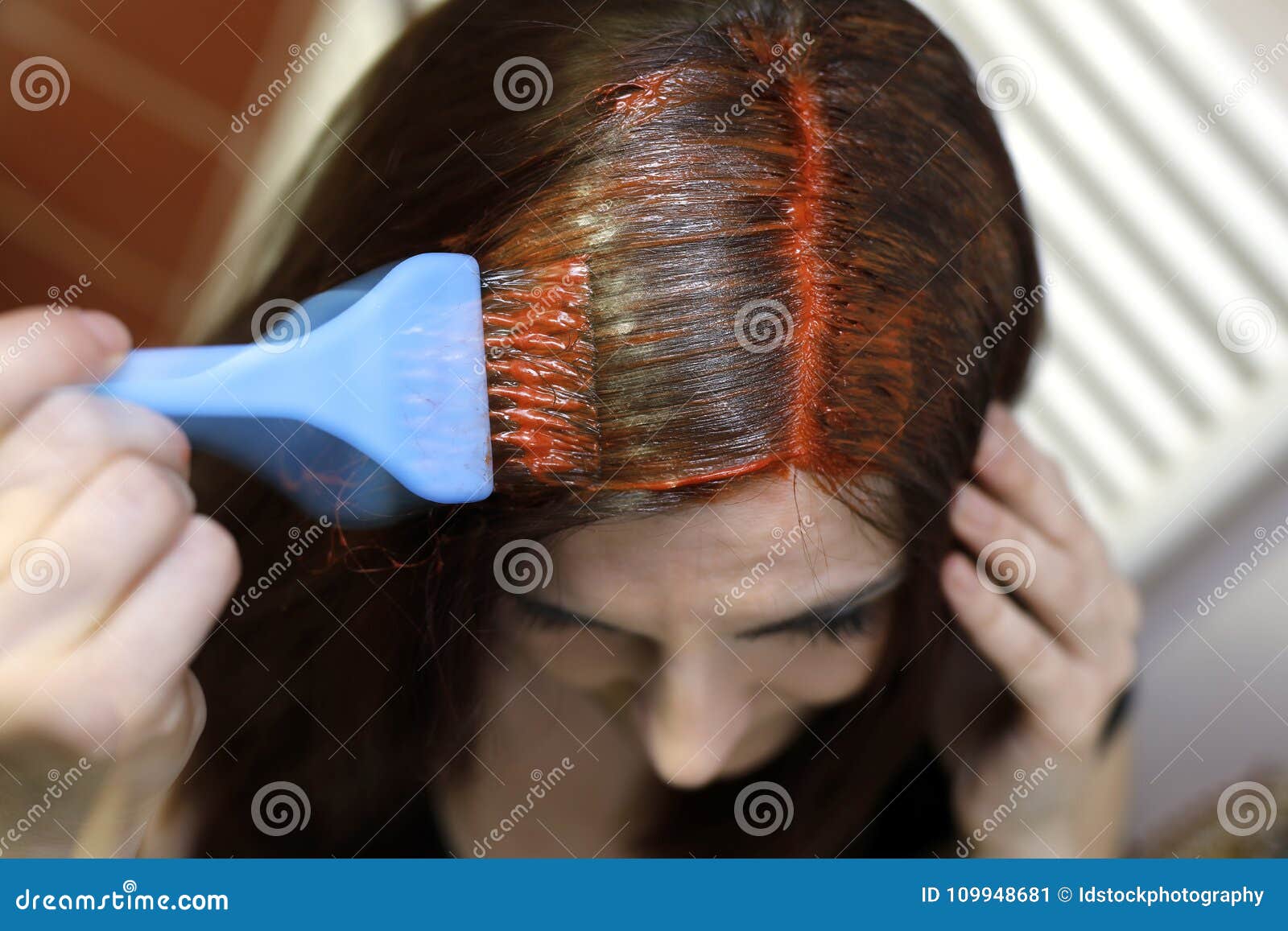 Process of Hair Coloring at Home. Stock Image - Image of home, cosmetic:  109948681