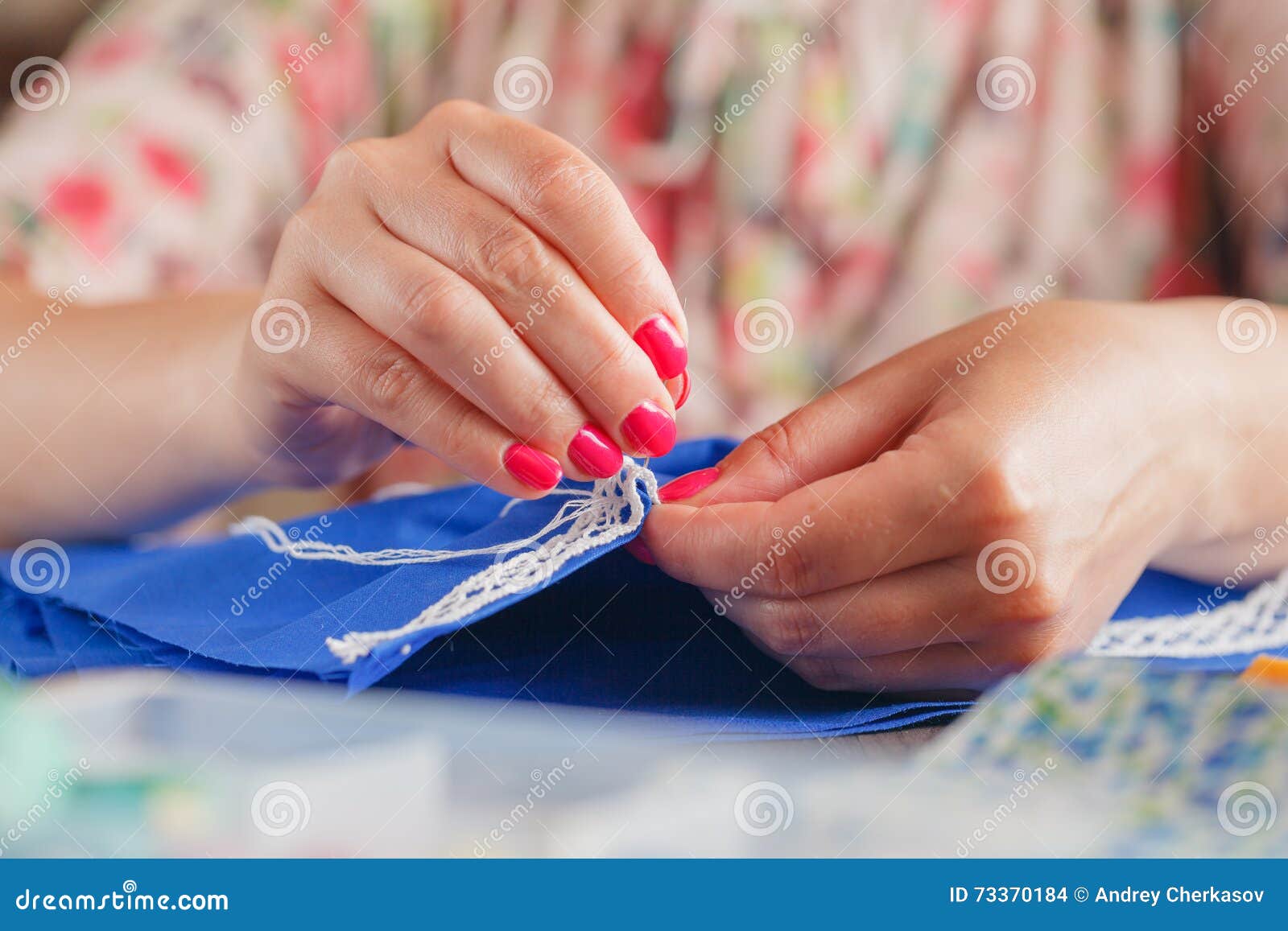 Process of Hand Made Sewing with Felt and Needle Stock Photo Image of