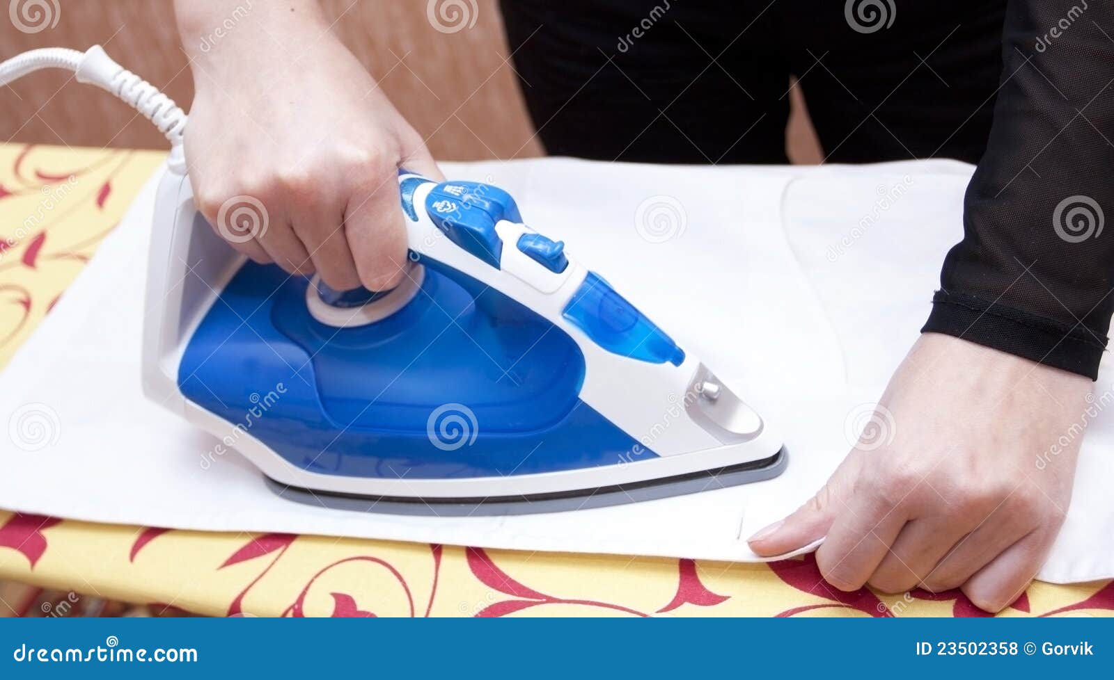 Process of Ironing of a White Dressing Stock Photo Image of life