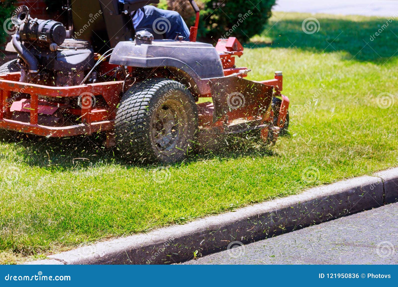 Process Of Lawn Mowing, Concept Of Mowing The Lawn, Lawnmower Cutting ...