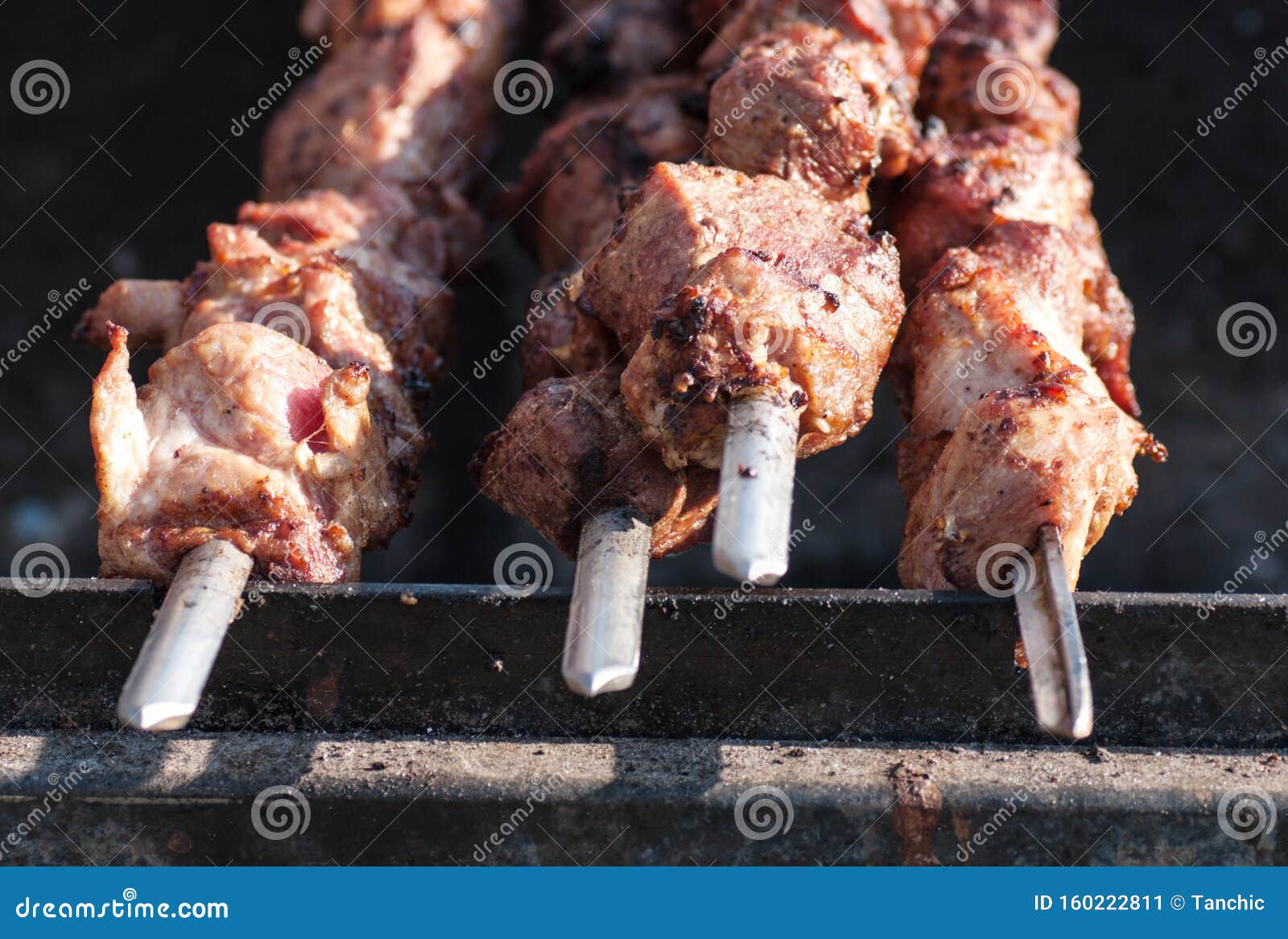 The Process of Making Barbecue Grilled Meat Stock Image Image of