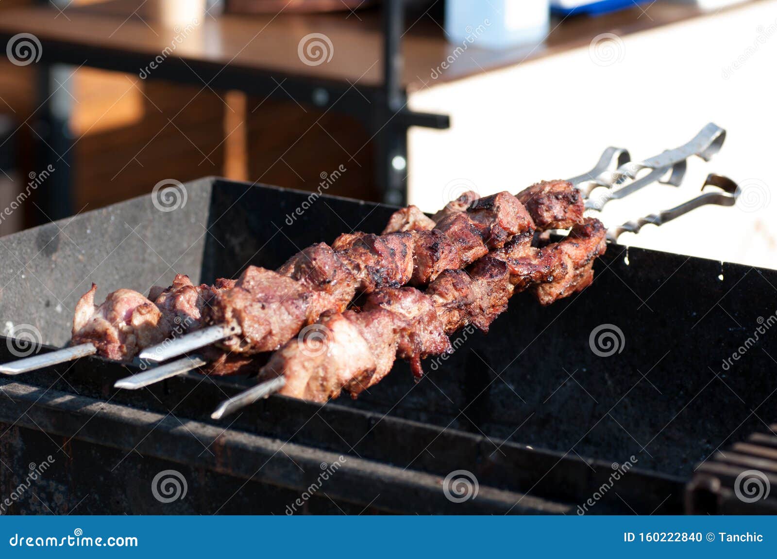 The Process of Making Barbecue Grilled Meat Stock Photo Image of pork