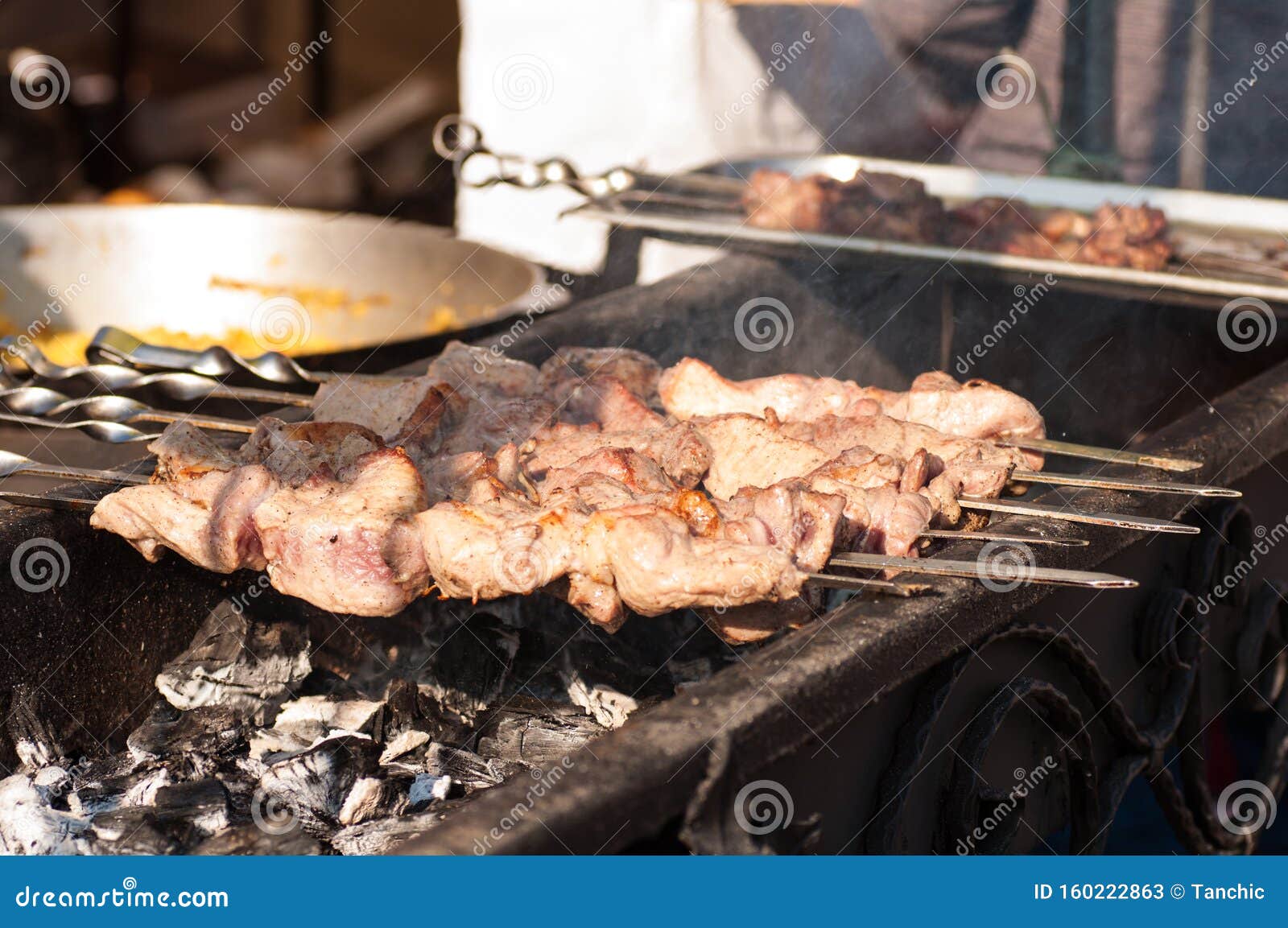 The Process of Making Barbecue Grilled Meat Stock Image - Image of food ...