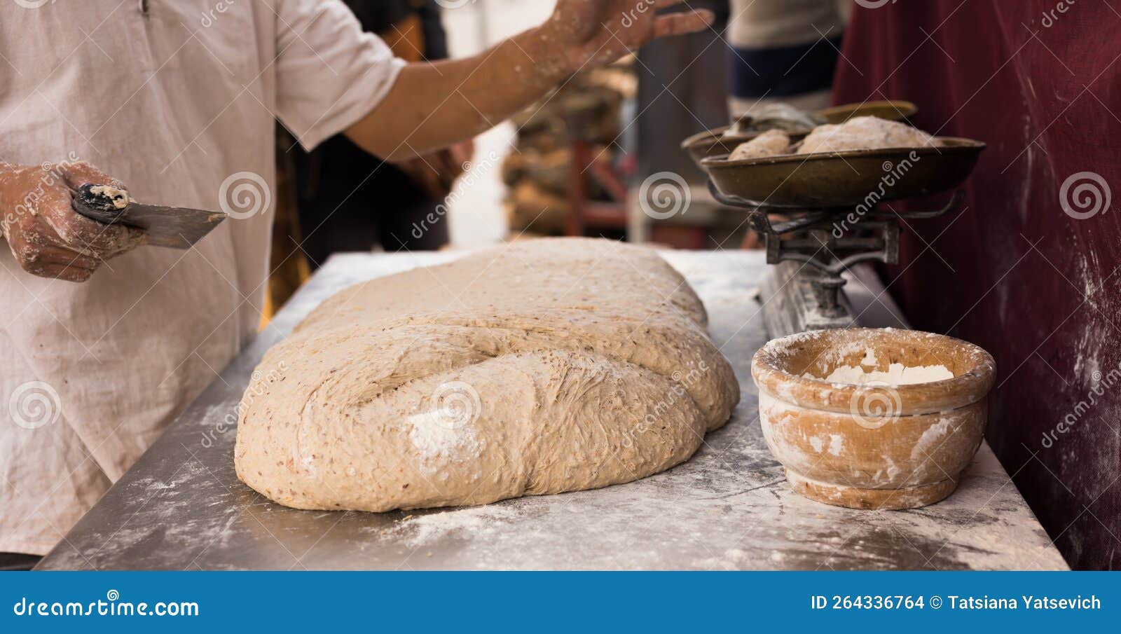Process of Making Bread. Dough Kneading Stock Photo Image of bake