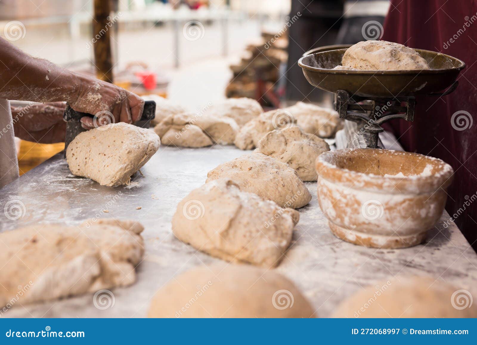 Process of Making Bread. Dough Kneading Stock Image Image of kitchen