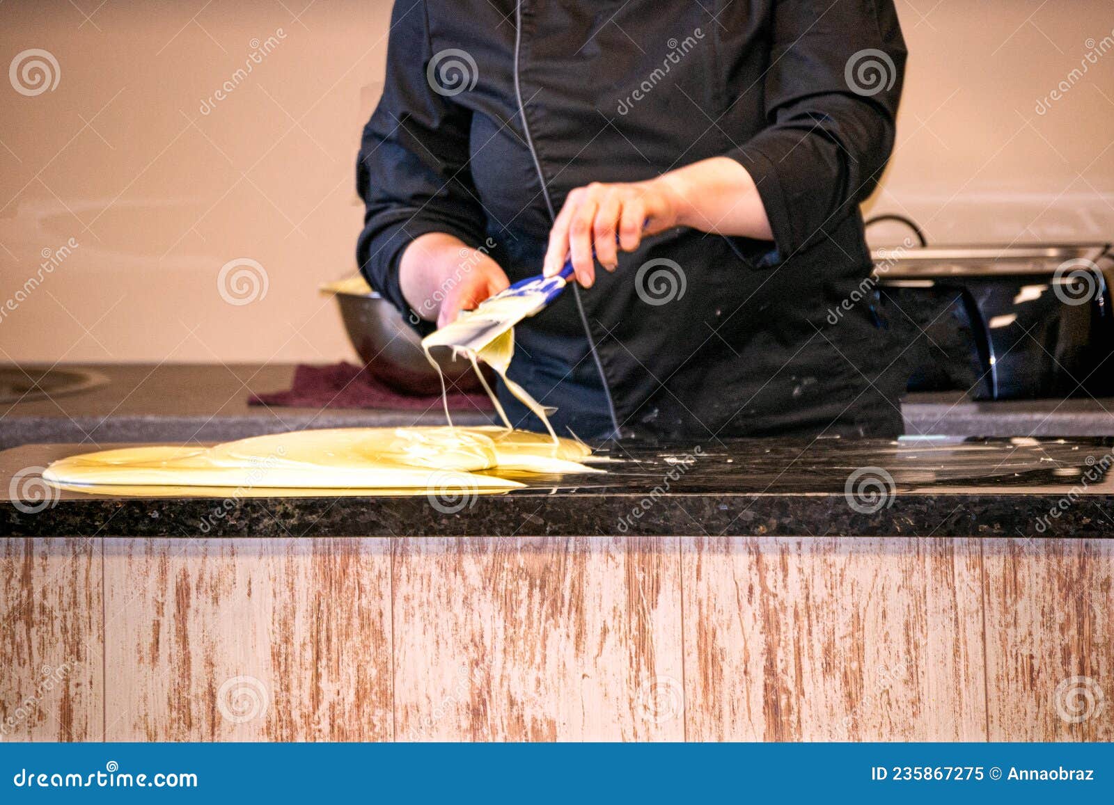 The Process of Making Chocolate in a Chocolate Studio. Bitter Chocolate