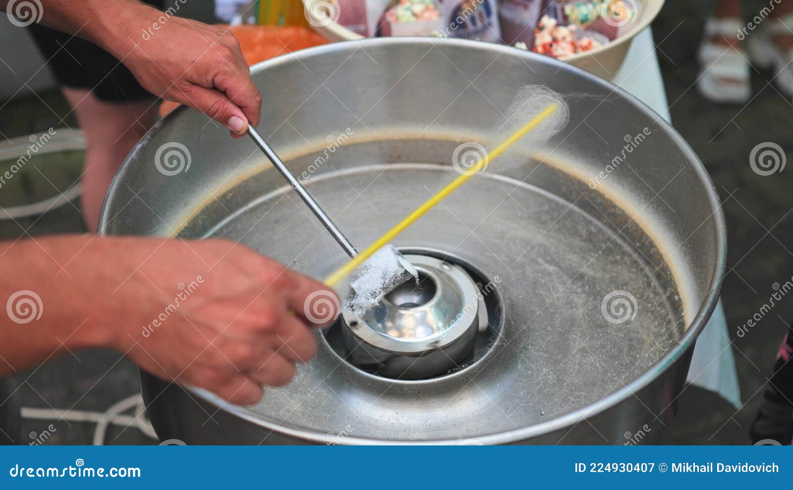 The Process of Making Cotton Candy on the Street. Stock Image Image