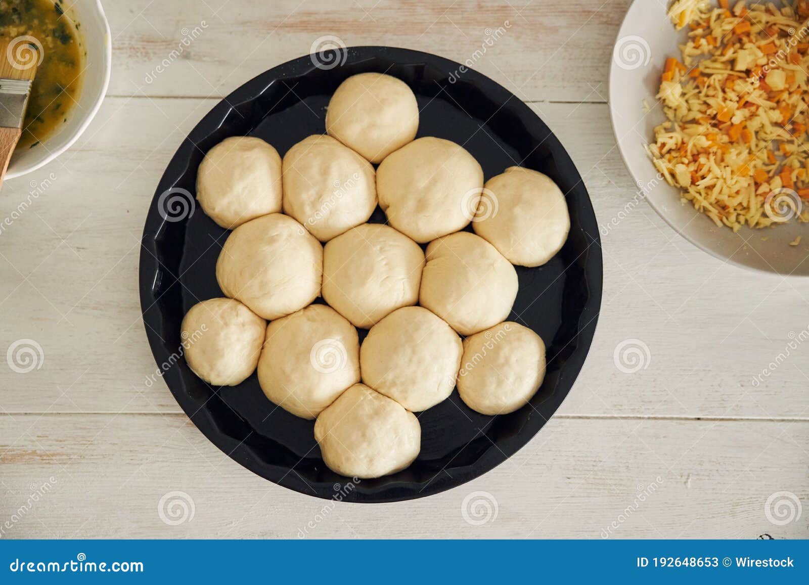 Process of Making Delicious Cheese Bubble Pizza Bread with Ingredients