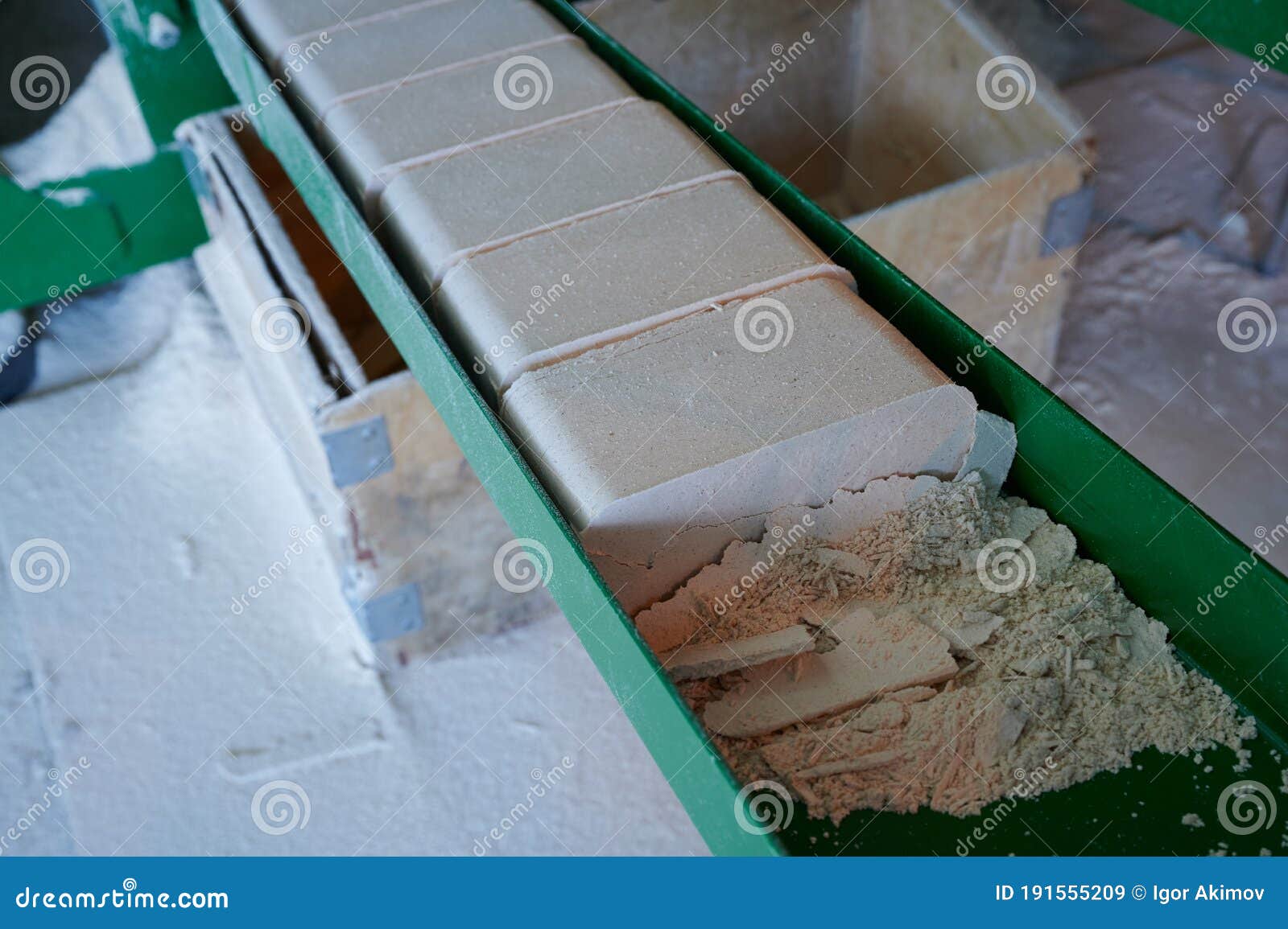 The Process of Making Fuel Briquettes at a Wood Processing Plant Stock