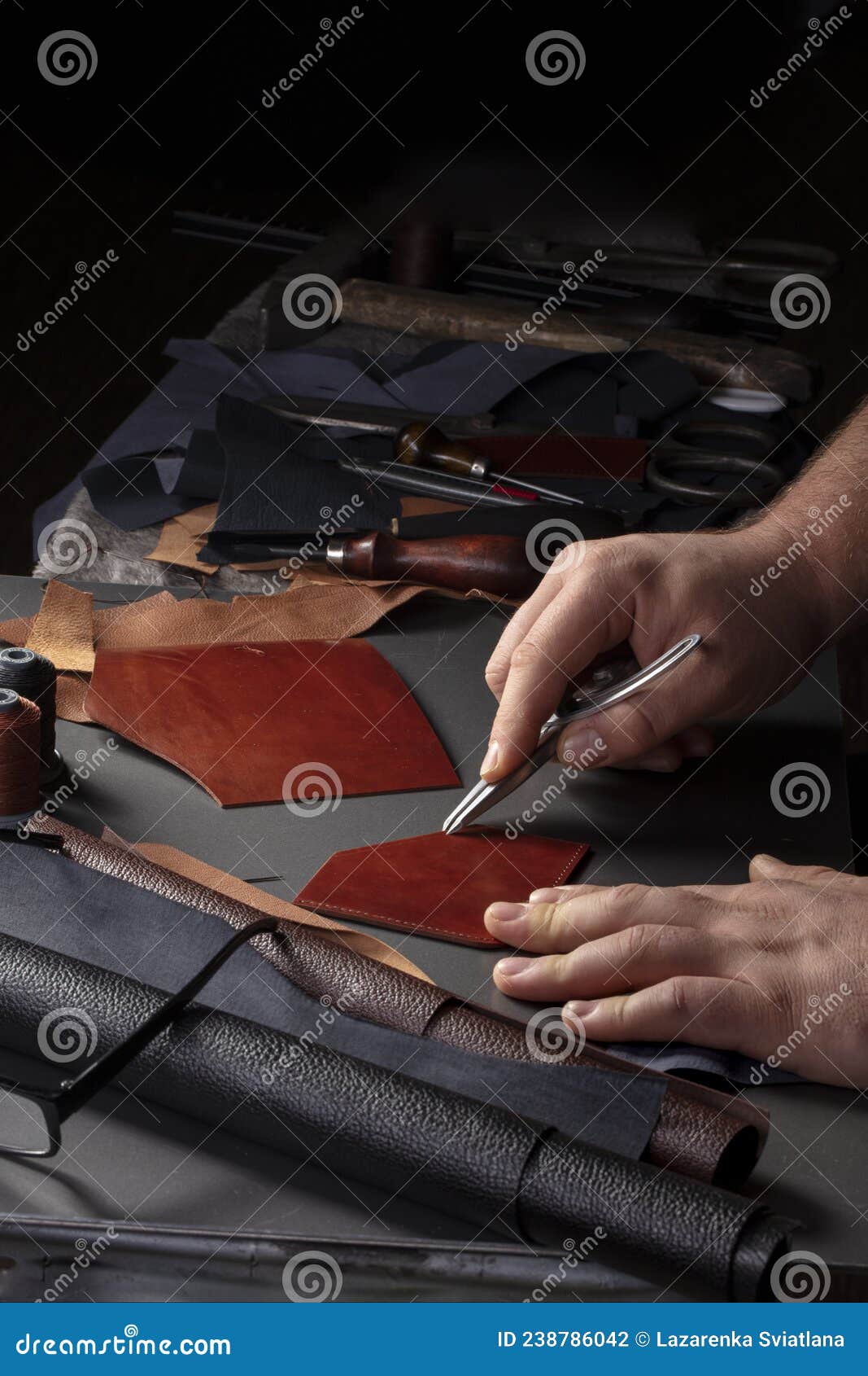 The Process of Making Leather Goods Stock Photo Image of fashion