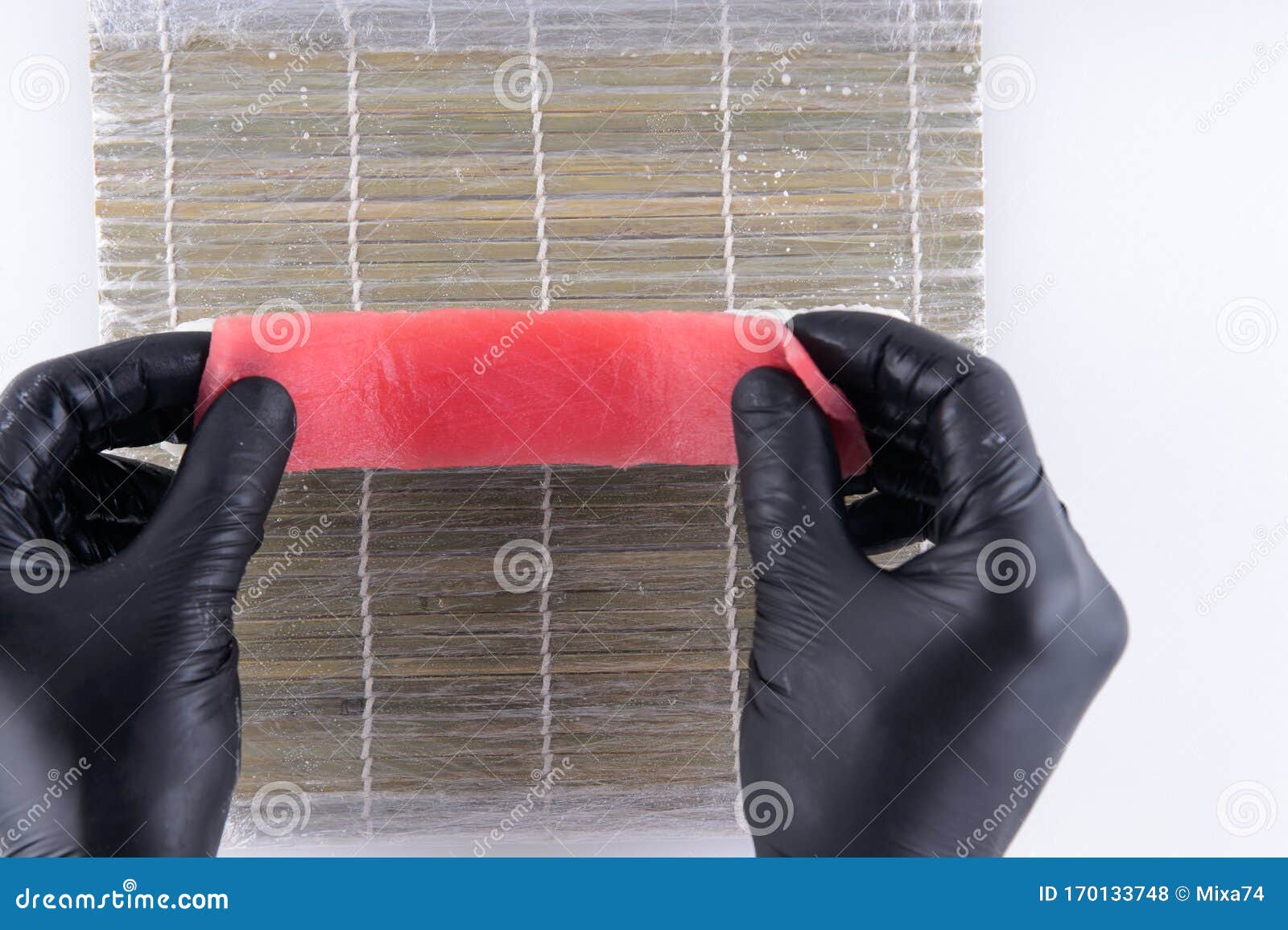 the process of making rolls top view on a light background74