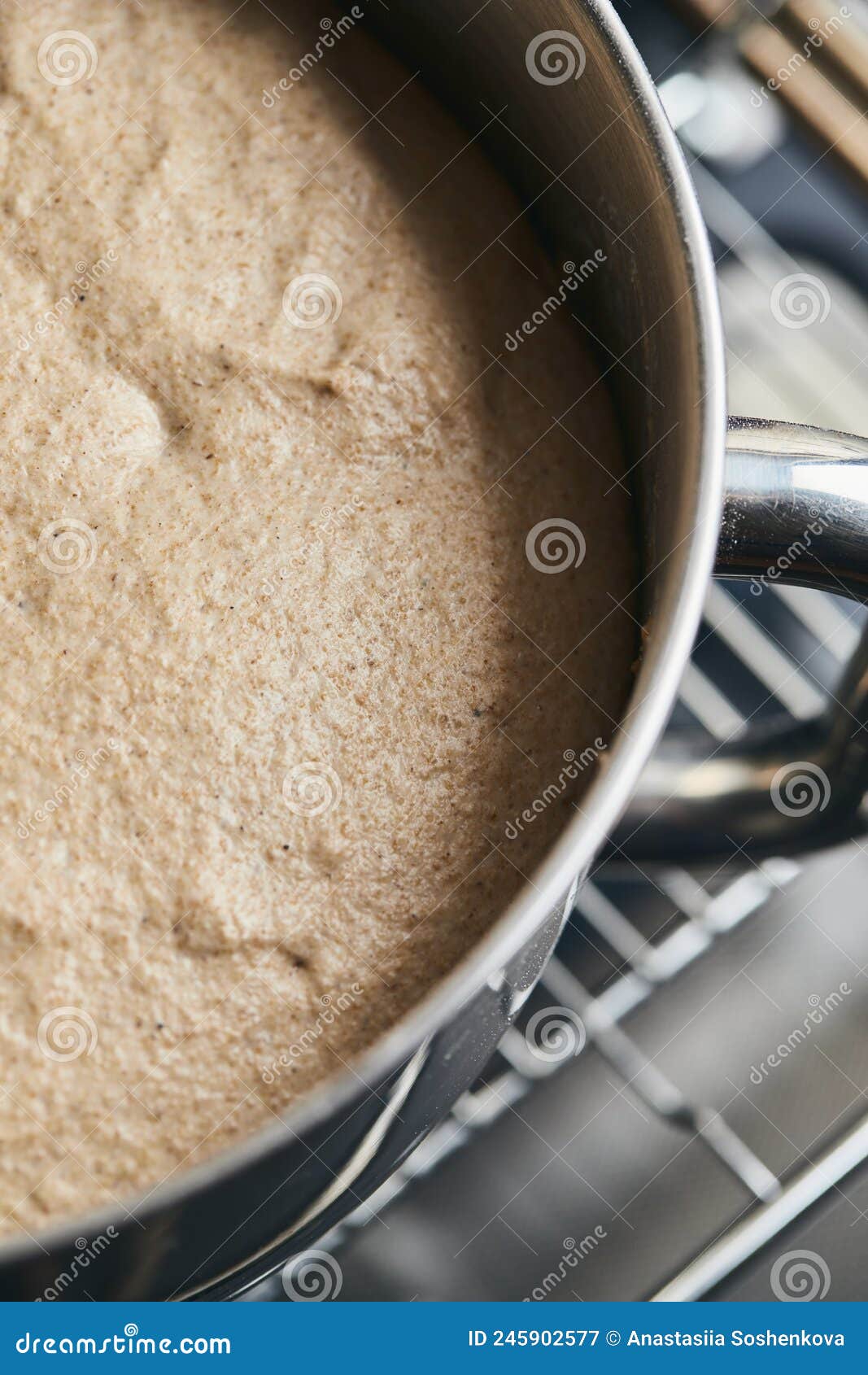 The Process of Making Rye Bread. Dough on Rye Bread before Dividing