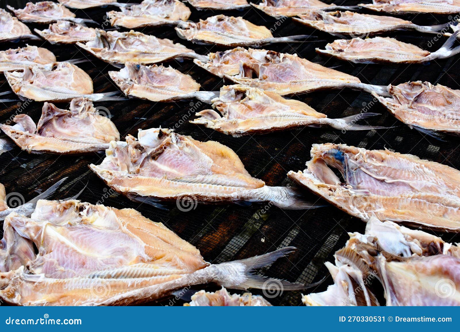 Process of Making Salted Fish Dying in the Sun after Being Cut in Half