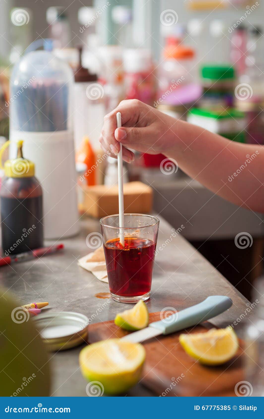 Process of Making Thai Lemon Tea Stock Image Image of glass, right