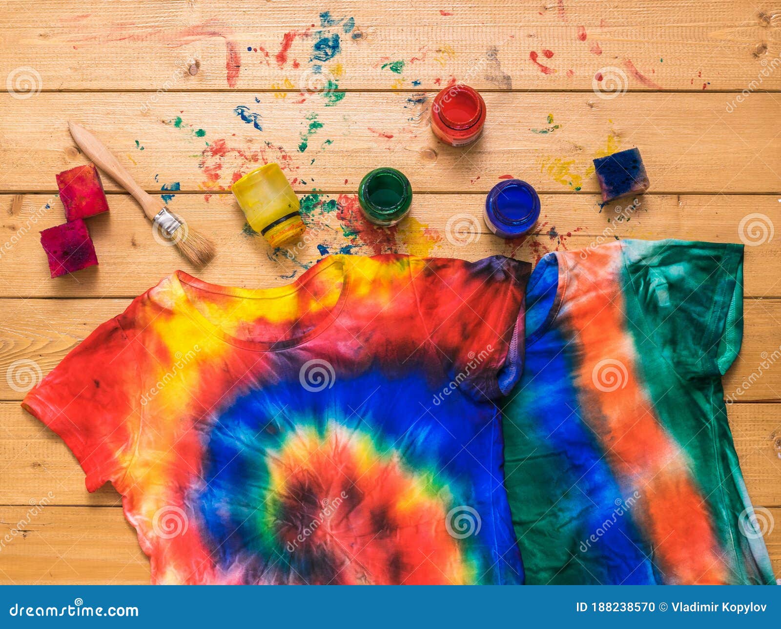 Tubes Of Paint For Clothes And Tshirt In Tie Dye Style On A White Table  Flat Lay Stock Photo - Download Image Now - iStock