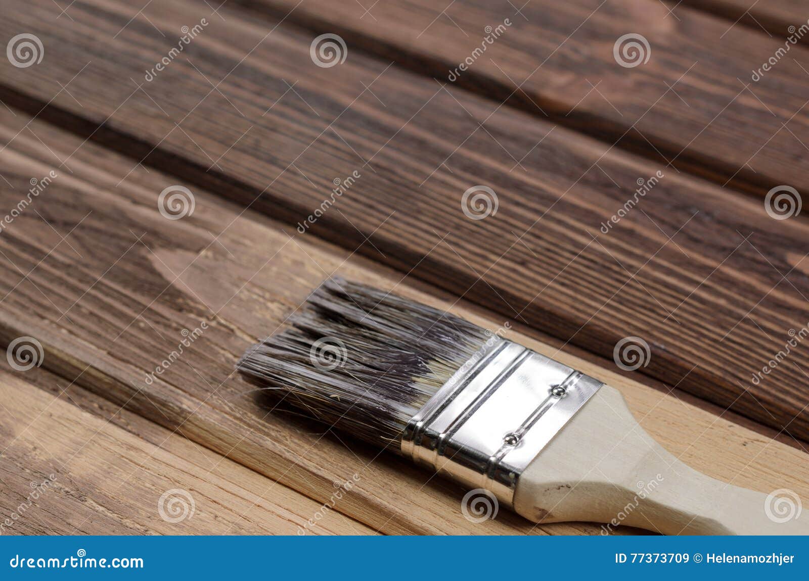 The Process Of Painting Wood Surfaces With A Brush Unfinished P