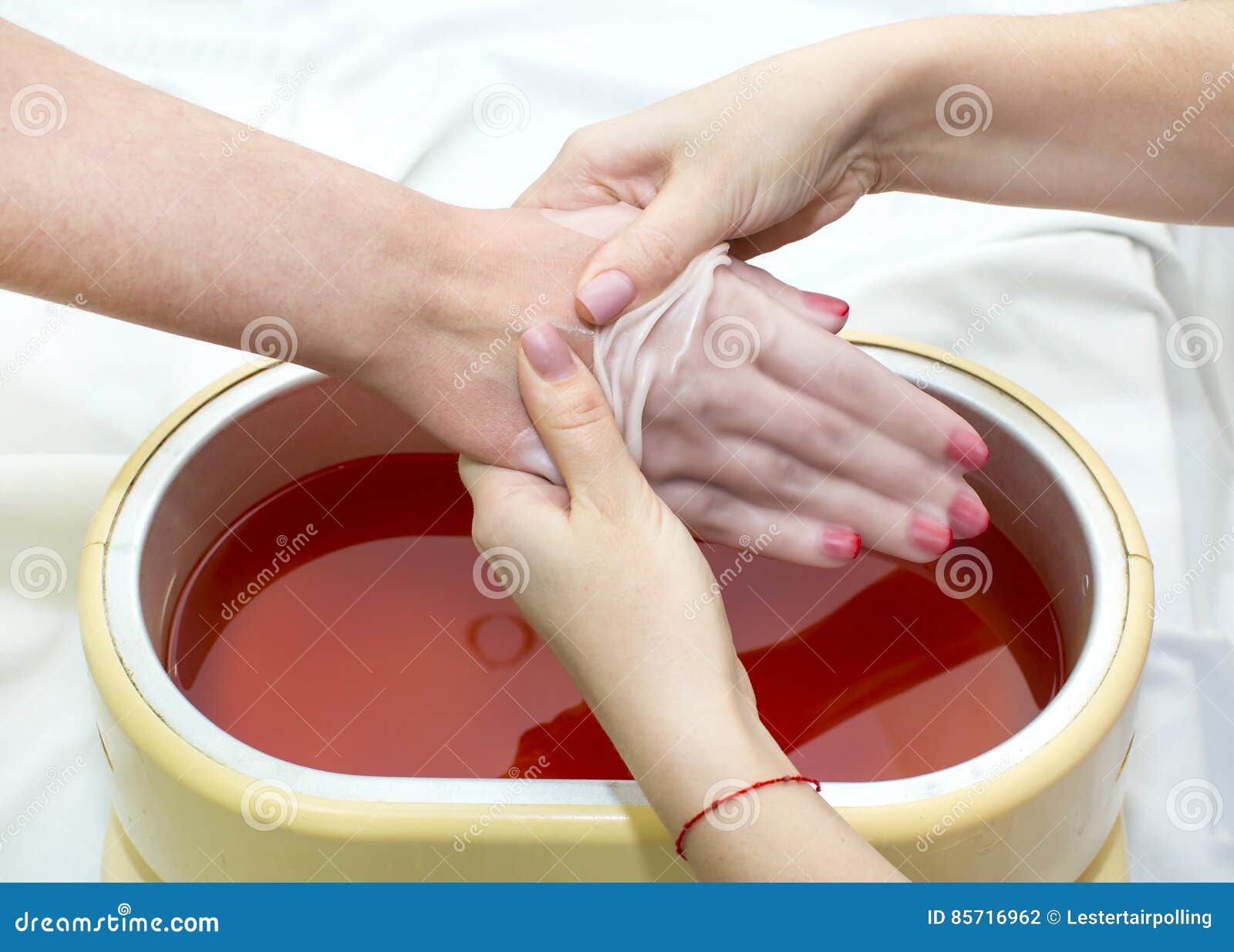 Process Paraffin Treatment of Female Hands Stock Photo Image of