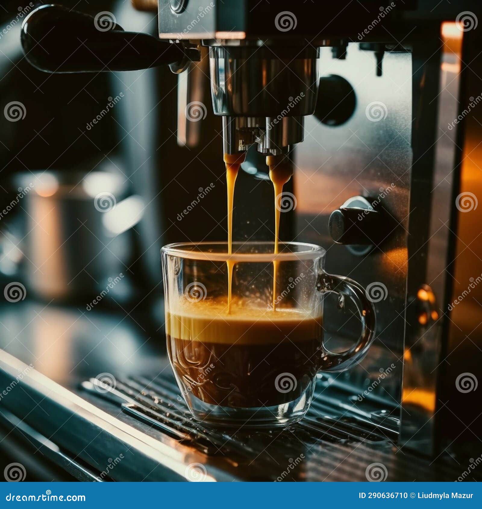 The Process of Pouring Espresso from a Coffee Maker Stock Photo Image of cafe, futuristic