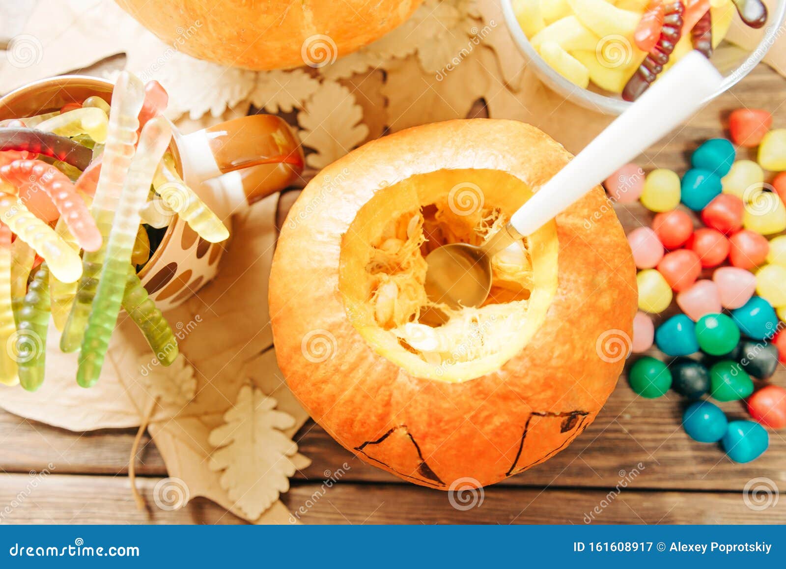 Process of Preparation Halloween Jack-o-lantern Pumpkin. Stock Image ...