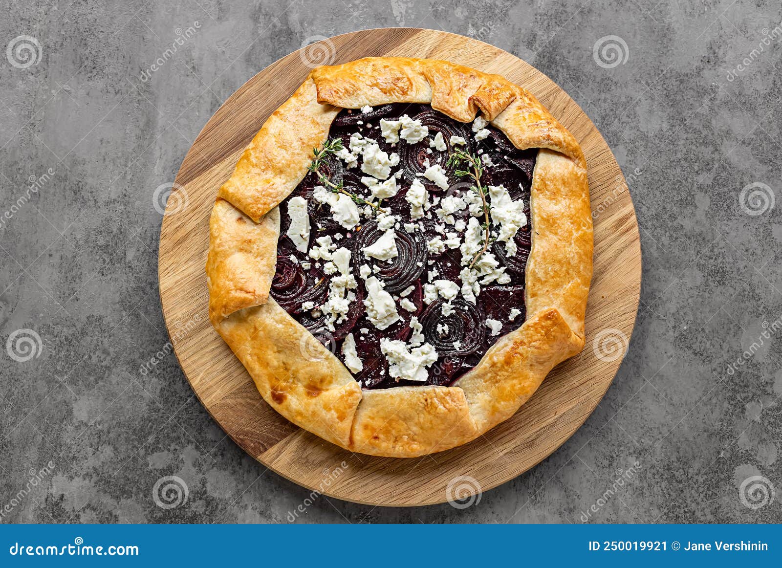 Savory Root Vegetable Galette. Served with Goat Cheese. Stock Image