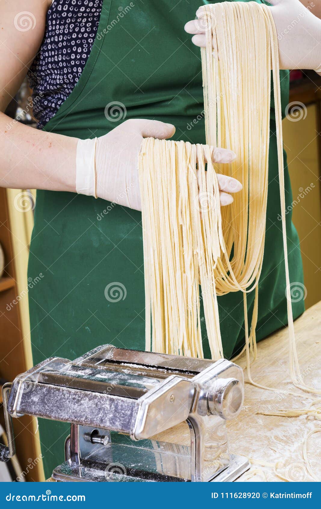 Fresh Pasta on Kitchen Table Stock Photo Image of linguine, italian