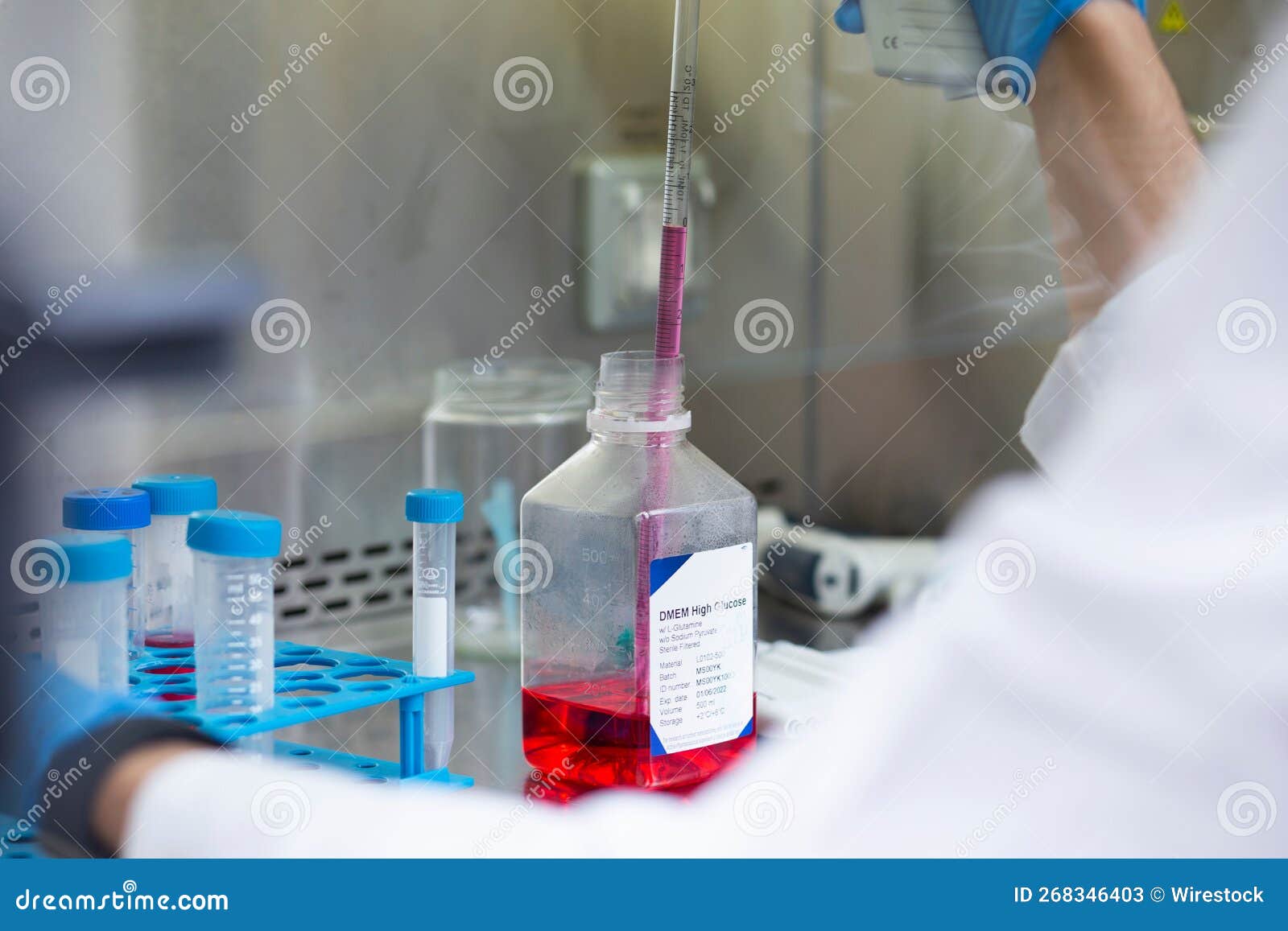 Process of Research and Chemical Experiments with Vials and Ampules in