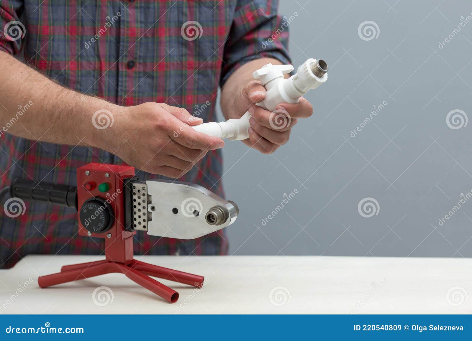 The Process of Soldering Plastic Pipes. Stock Image Image of plumbing, solder 220540809