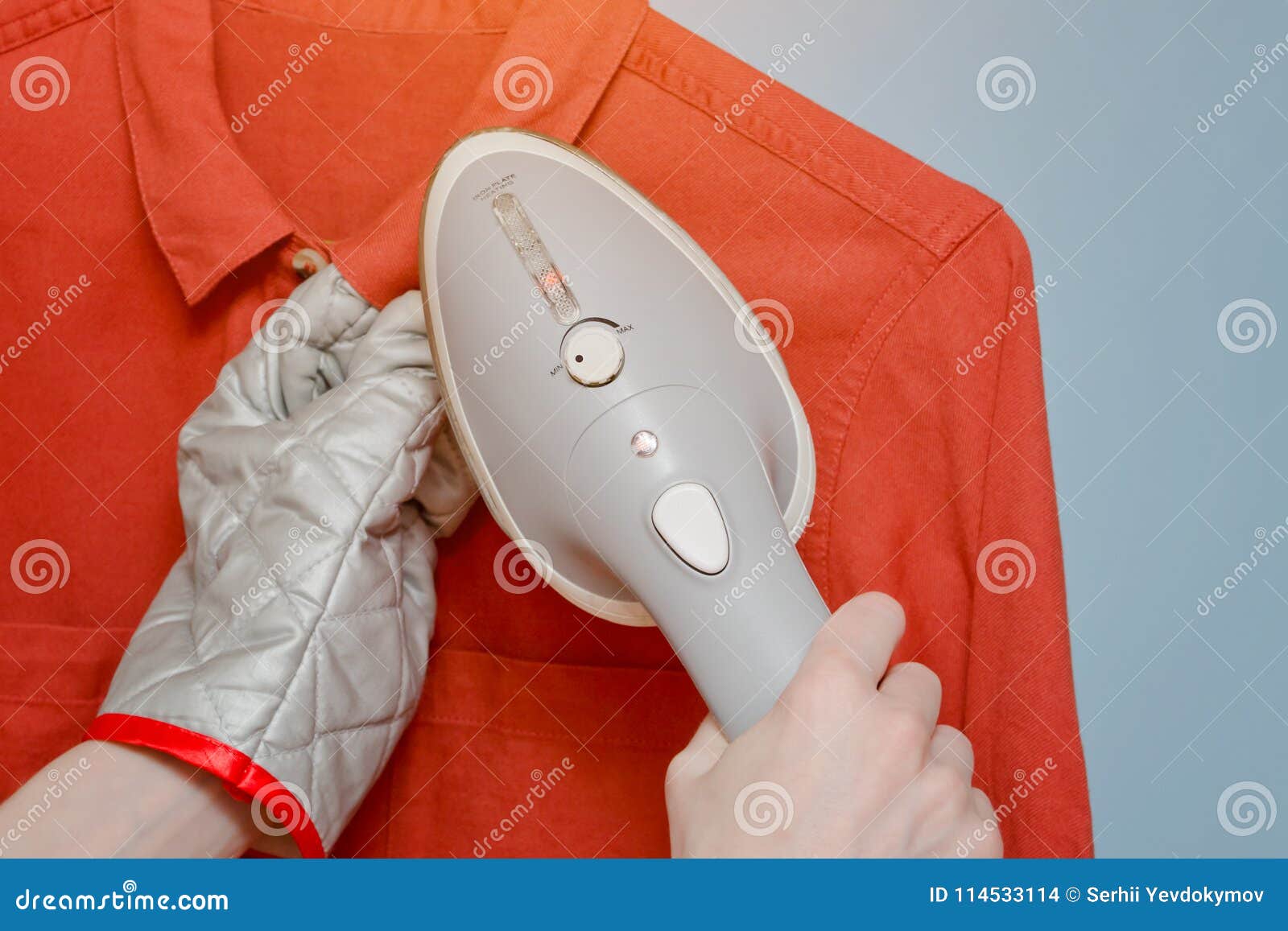 Process of Steaming a Shirt, Closeup Stock Photo Image of tool