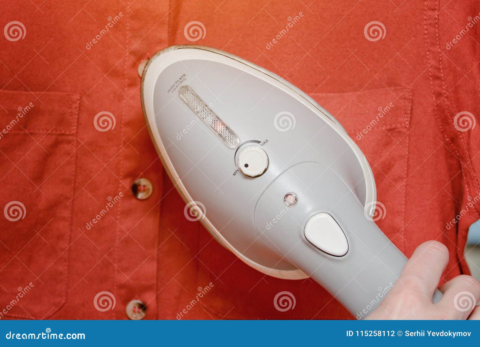Process of Steaming a Shirt, Closeup Stock Photo Image of control