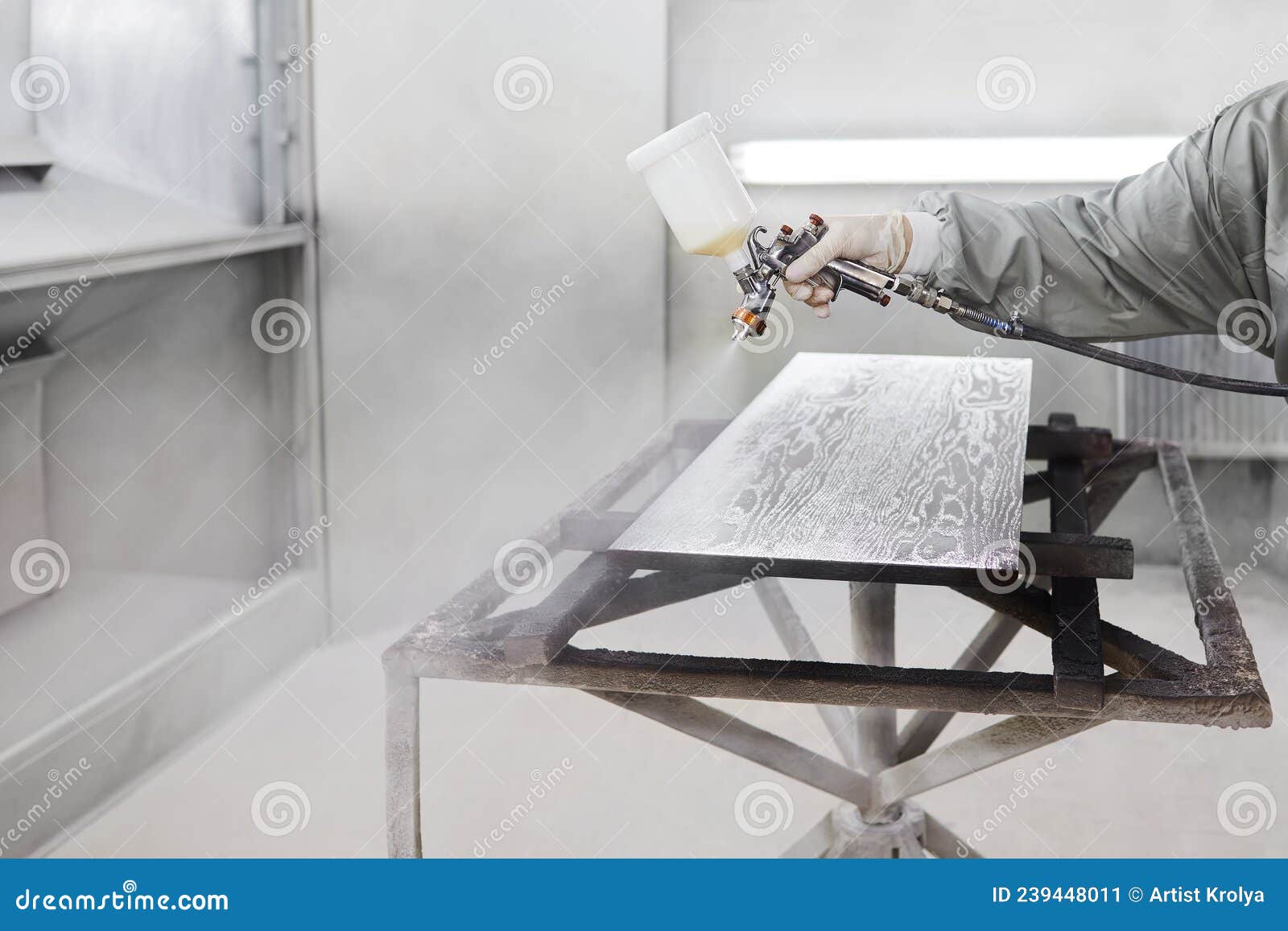 Spraying Wood Preservative. Protection Of Wood From Mold. Processing Of