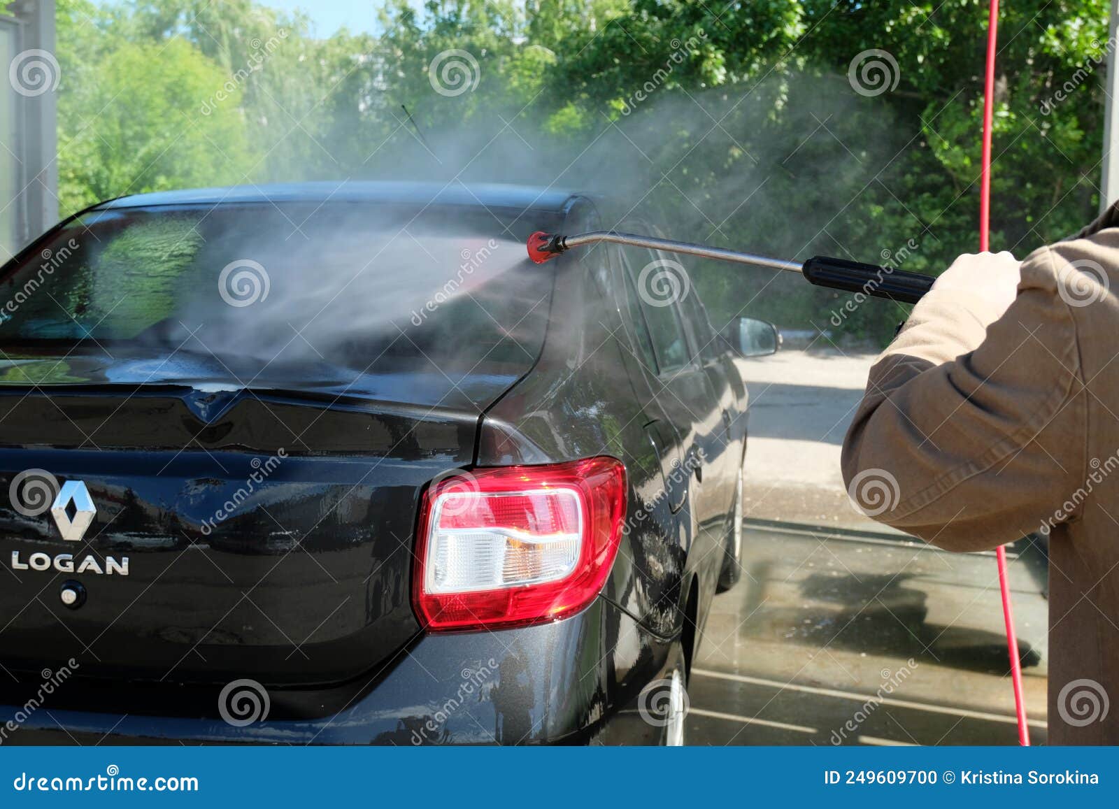 The Process of Washing a Car at a Selfservice Car Wash Editorial Image