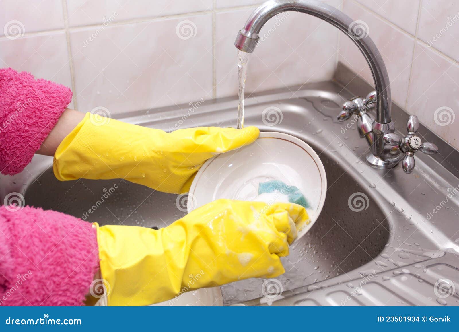 Process of washing of ware stock photo. Image of gloves 23501934
