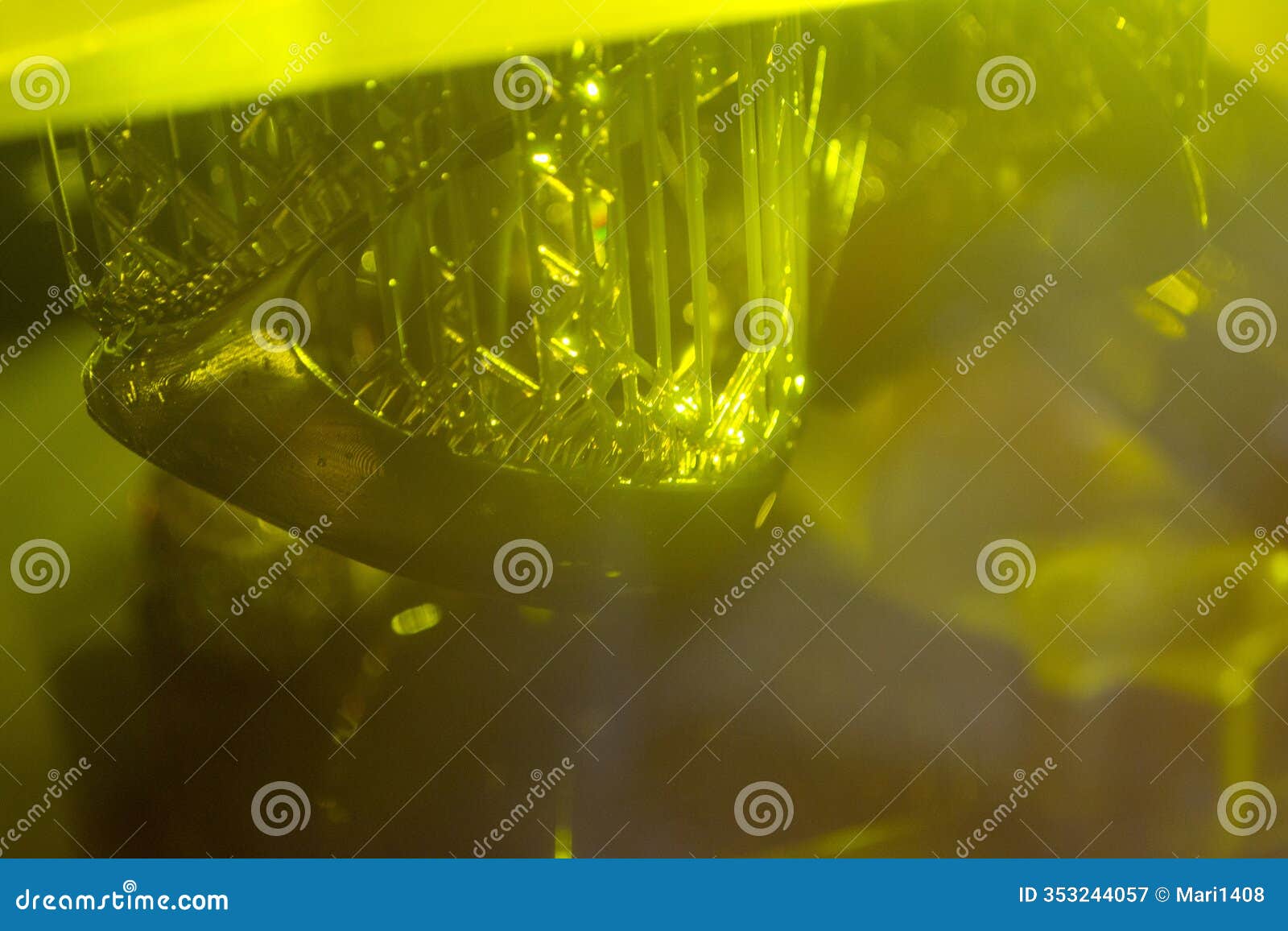 process working 3d printer close-up. 3d printing from liquid material close-up.